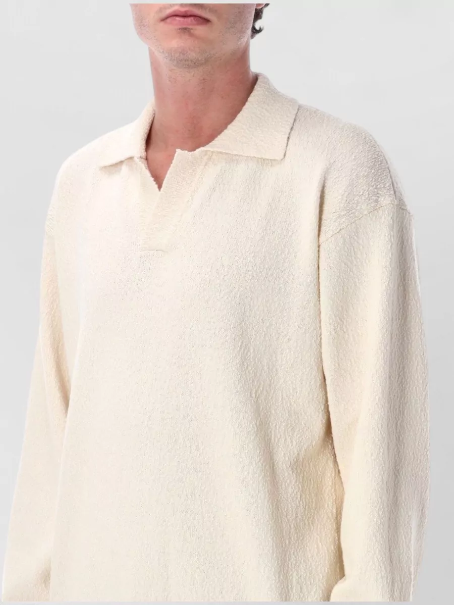 Roberto Collina Textured Cotton Long-Sleeve Polo Sweater