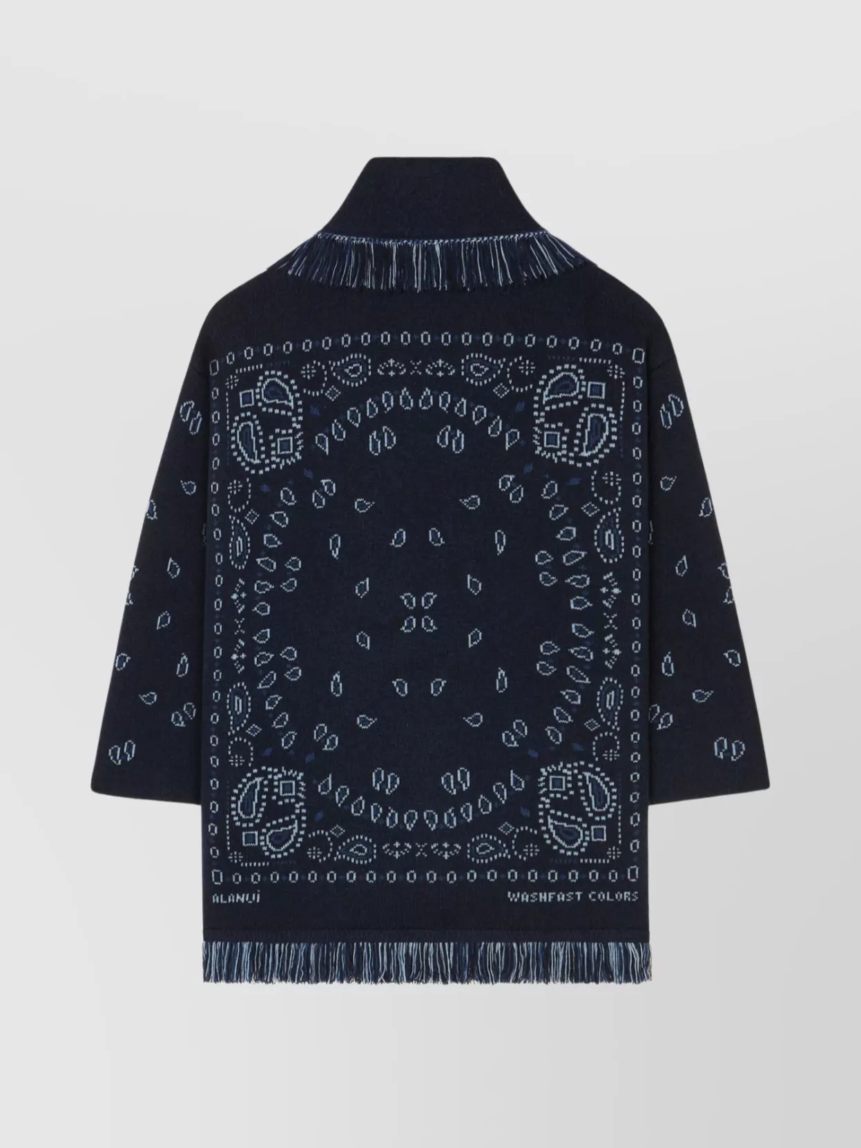 Alanui Jacquard Bandana Shawl Collar Fringe Cardigan