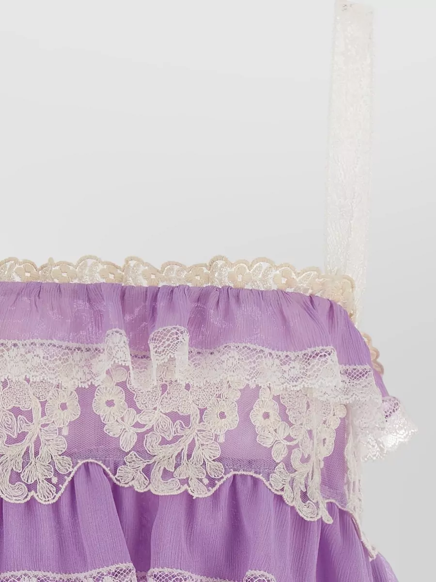 Alberta Ferretti Lace Trim Top Adjustable Straps