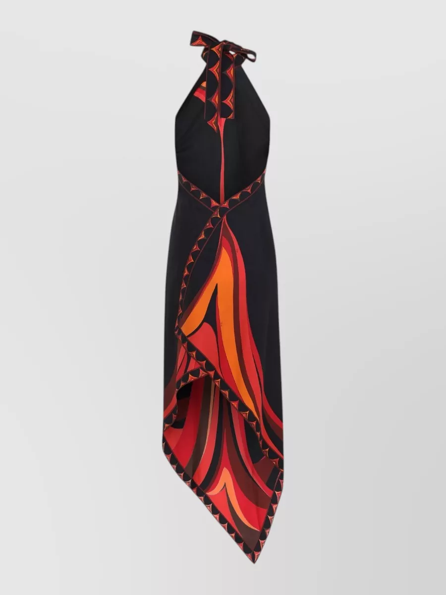 Pucci Silk Printed Halterneck Asymmetric Beach Dress