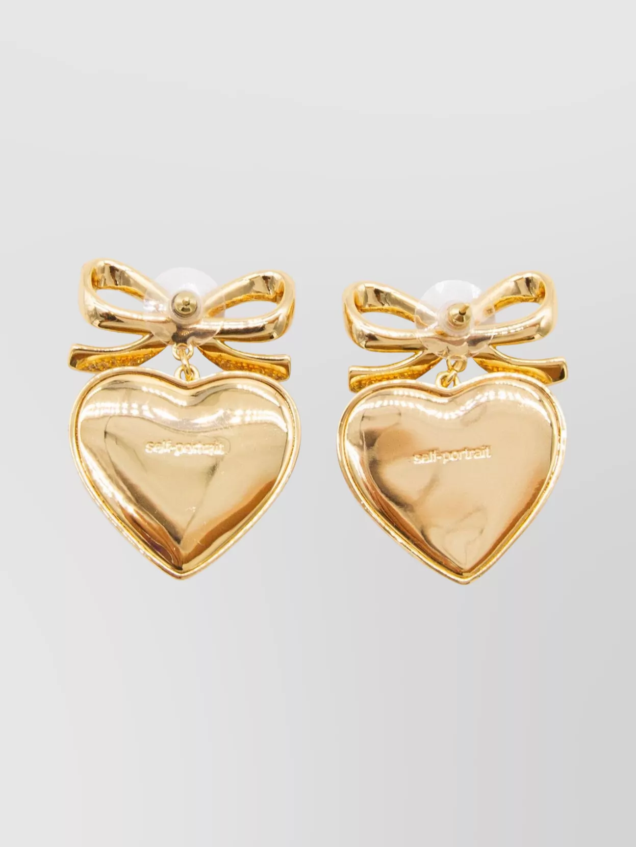 Self-Portrait Crystal-Embellished Bow Heart Earrings