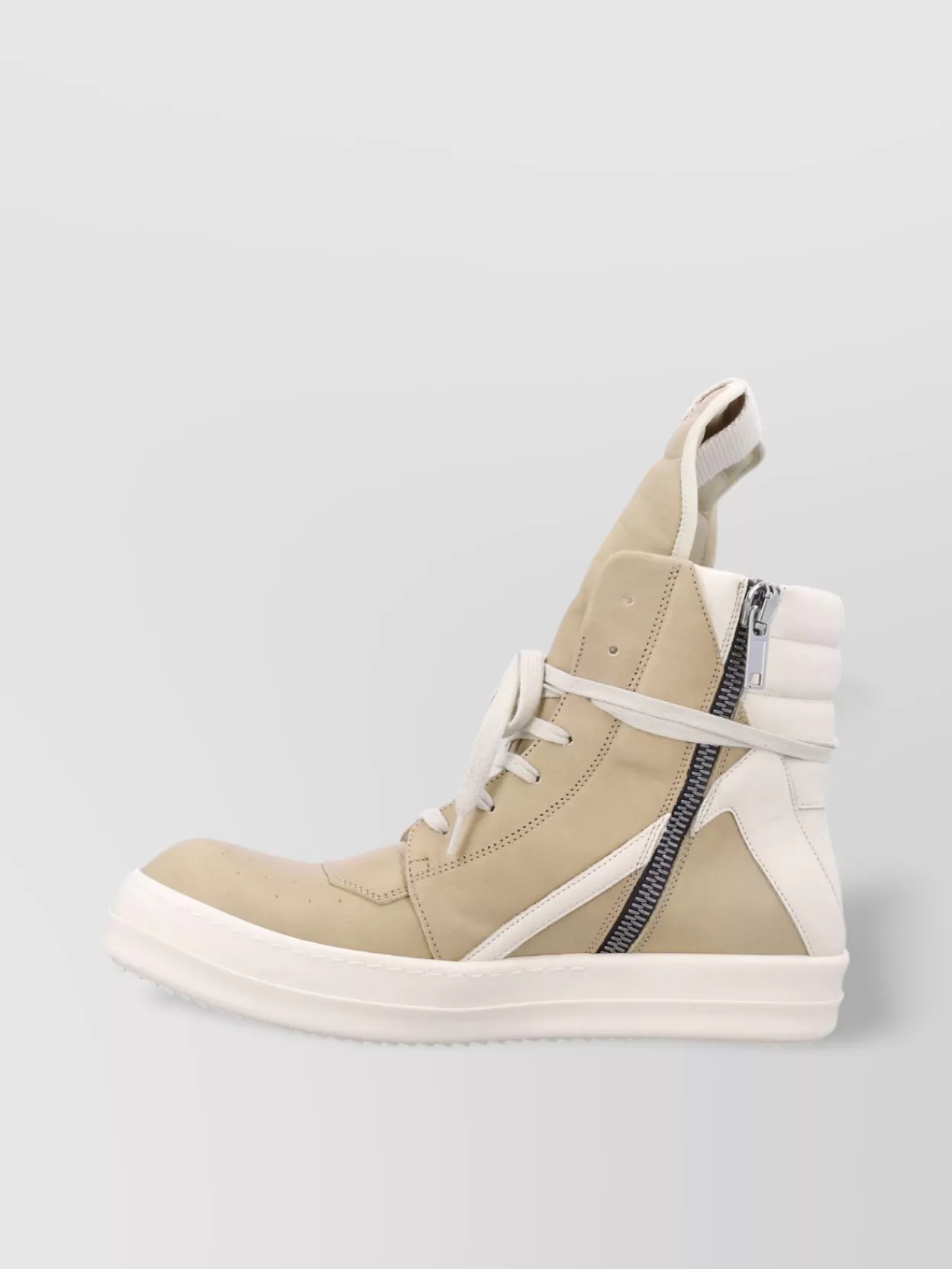 Rick Owens Hollywood Geobasket High Top Sneakers Parchment And Milk