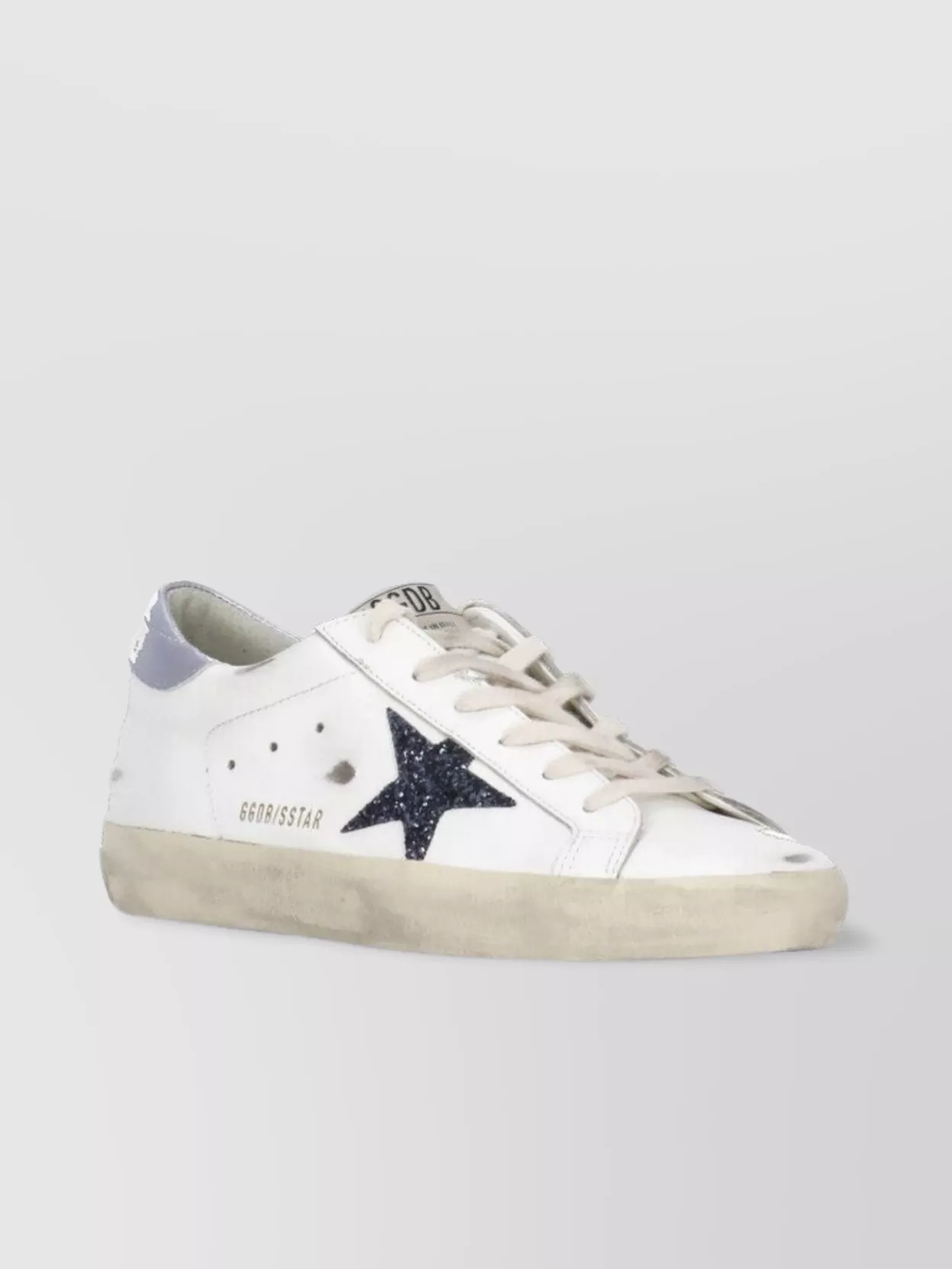 Golden Goose Super Star Leather Upper And Toe Glitter Star Laminated Heel