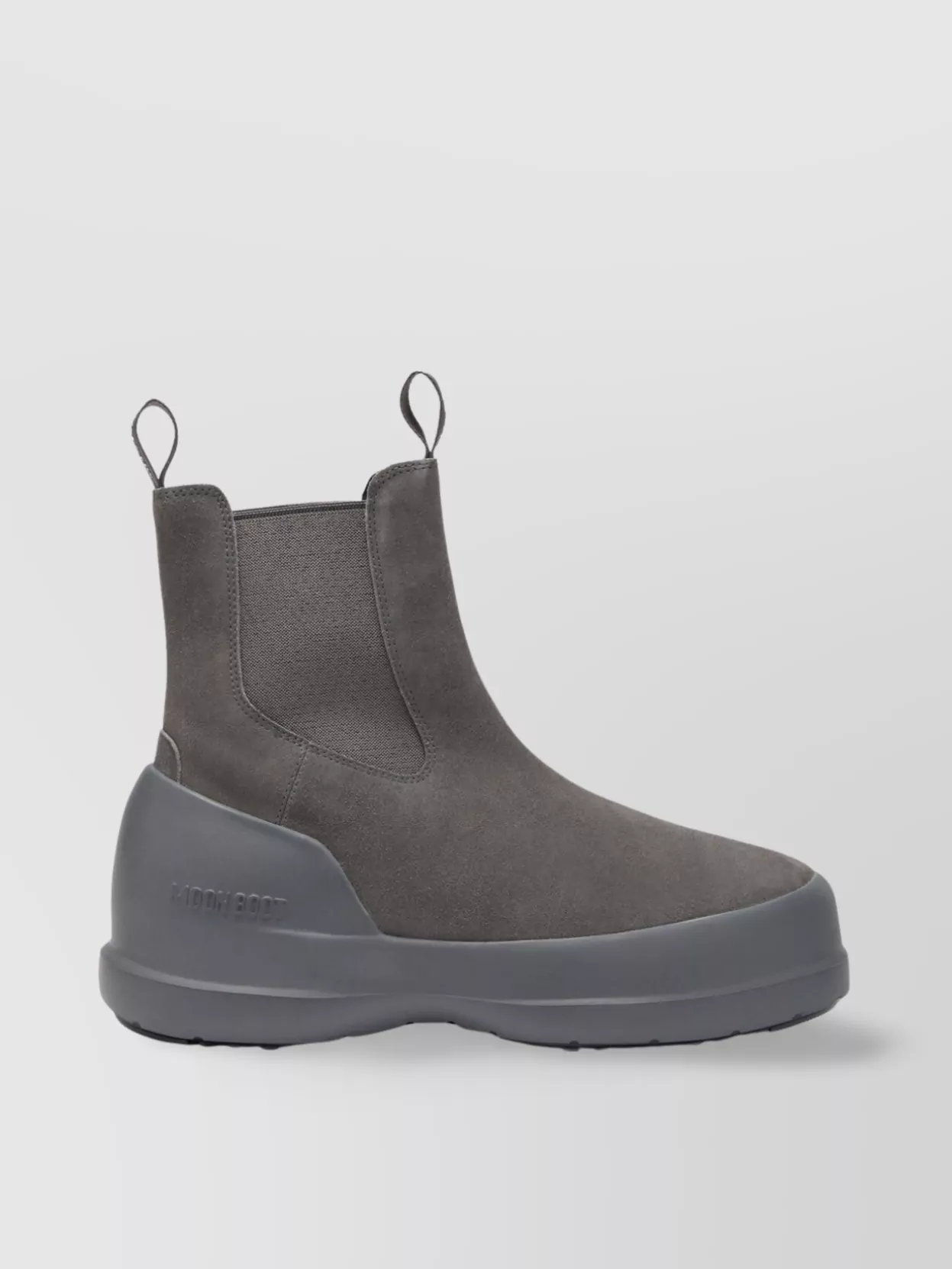 Moon Boot Suede Chelsea Boot Chunky Sole In Grey