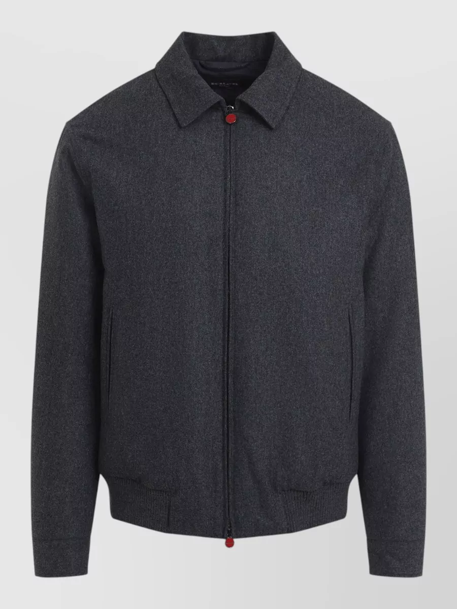 Kiton virgin wool ribbed-hem bomber jacket