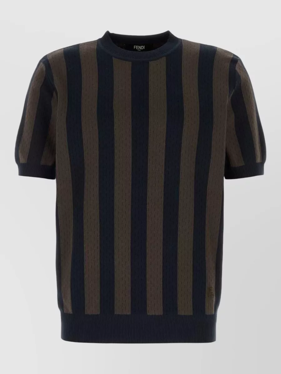 Fendi Embroidered Silk Knit T-Shirt