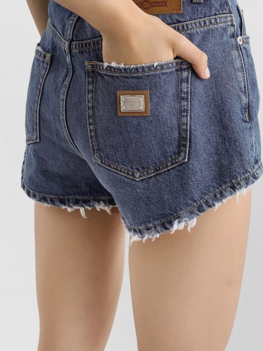 Dolce&Gabbana Denim Shorts Frayed Hem Belt Loops