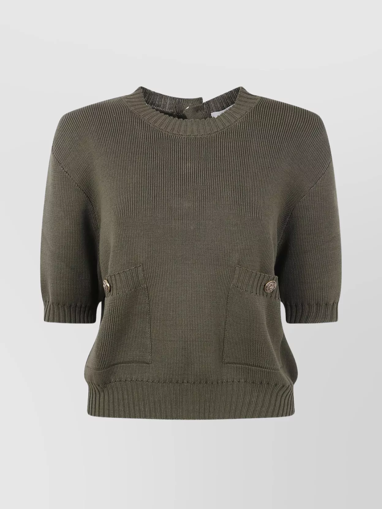 Golden Goose Cropped Knit Crew Neck Pocket