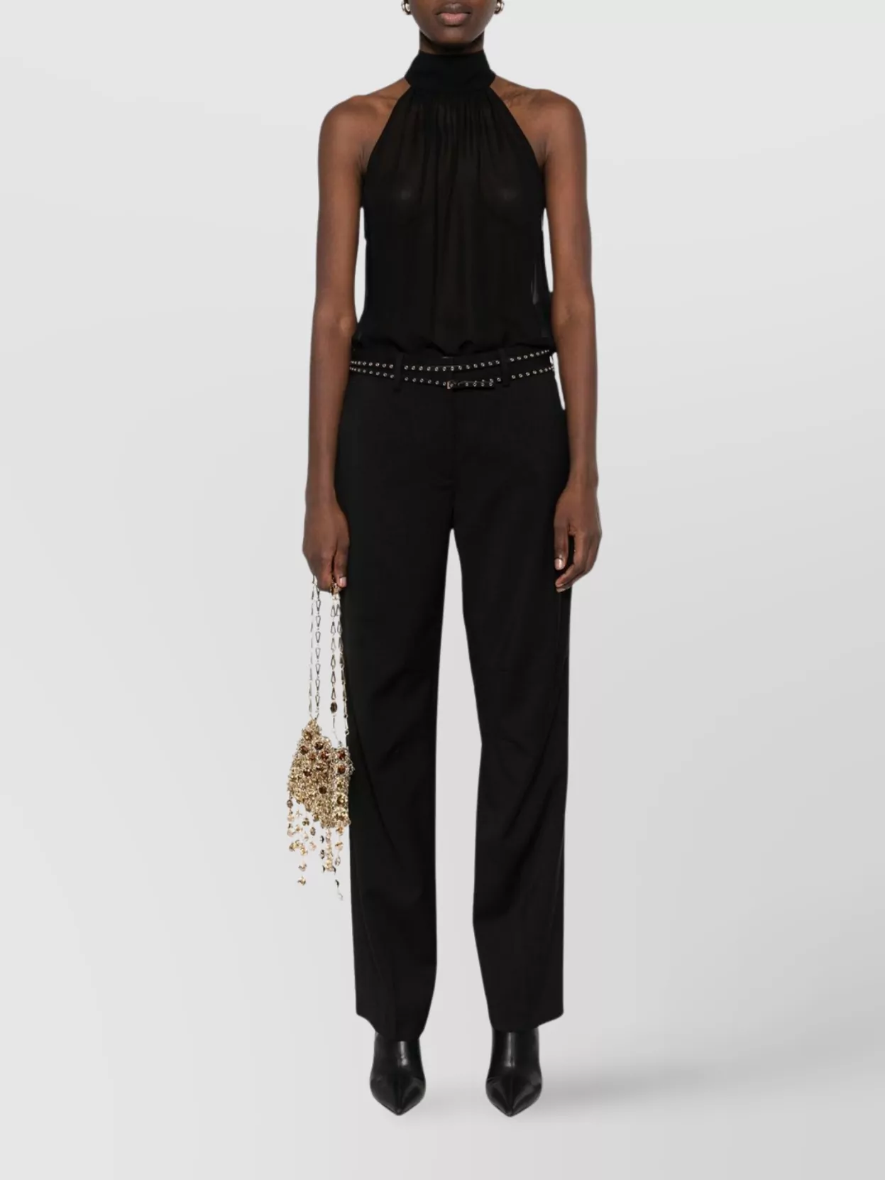 Tom Ford Halterneck sheer scarf detail sleeveless top | The