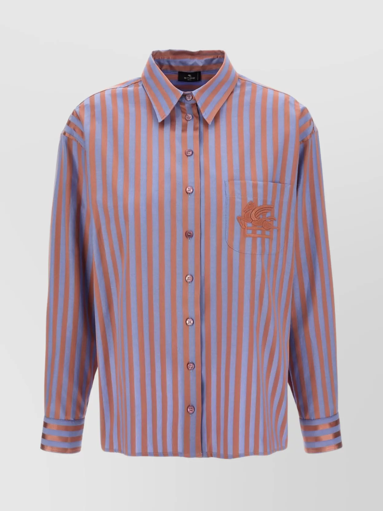 Etro Embroidered Logo Striped Shirt In Pink
