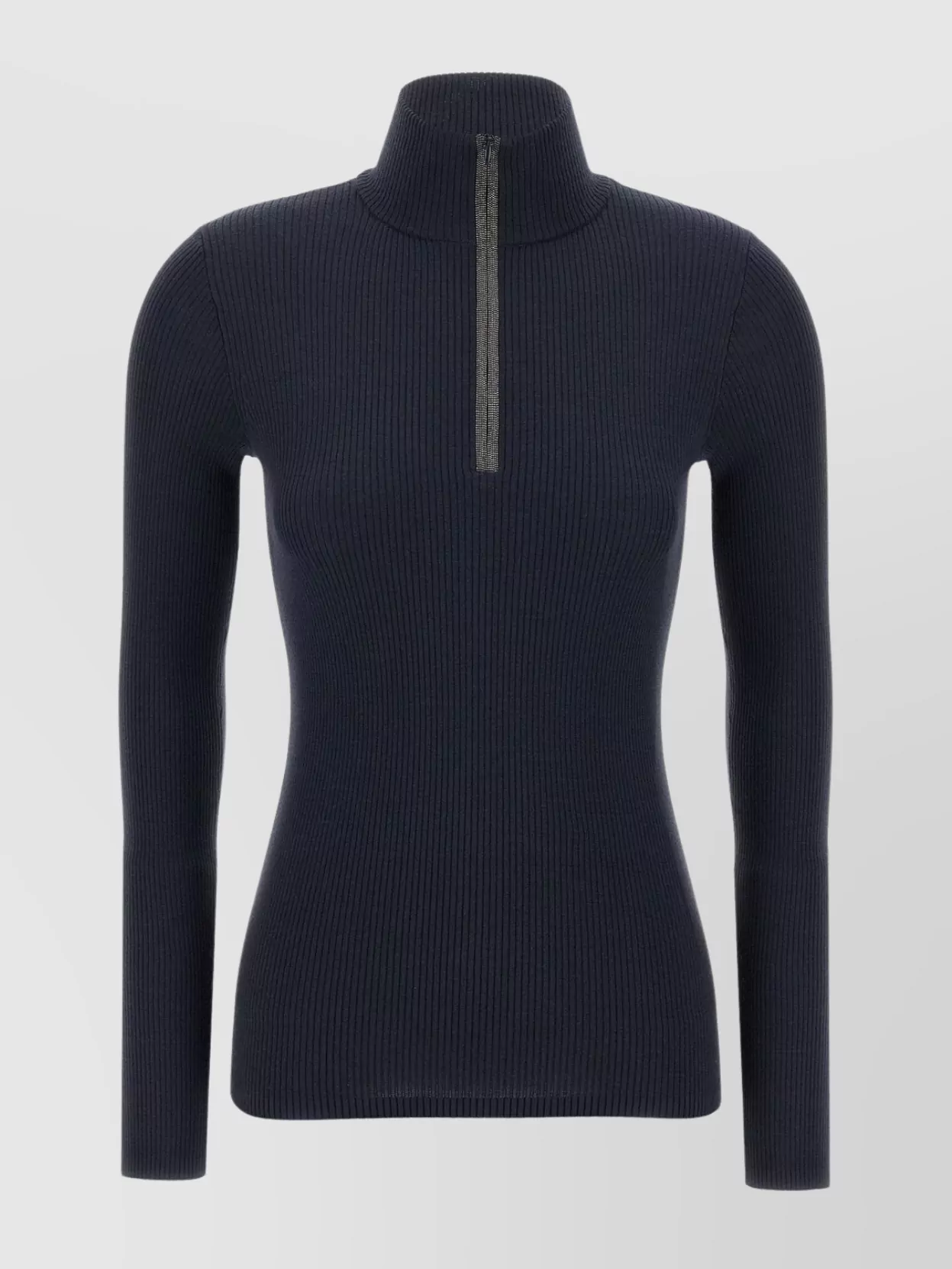 Brunello Cucinelli Wolf Knitwear With Long Sleeves And High Neck In Blue