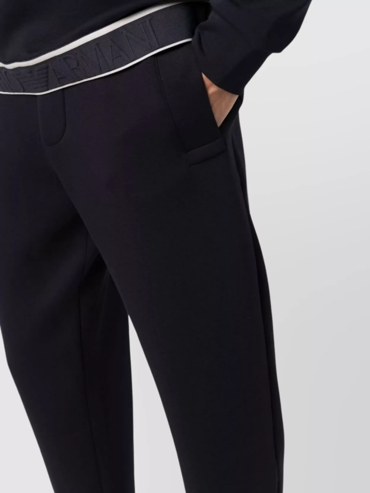 Emporio Armani Cotton Blend Mid-Rise Sweatpants With Elasticated Cuffs