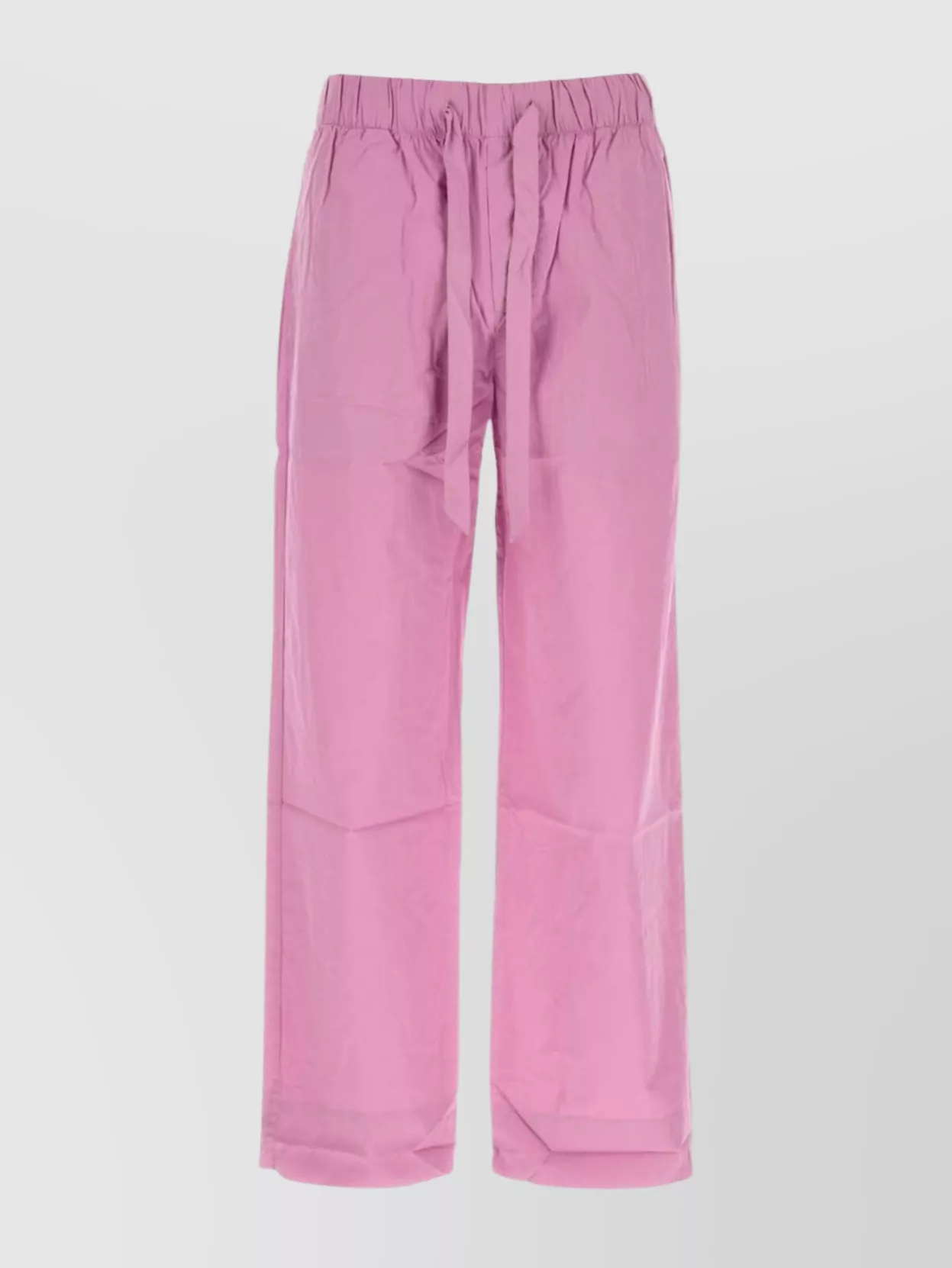 Tekla Cotton Pyjama Trousers Wide Leg In Pink