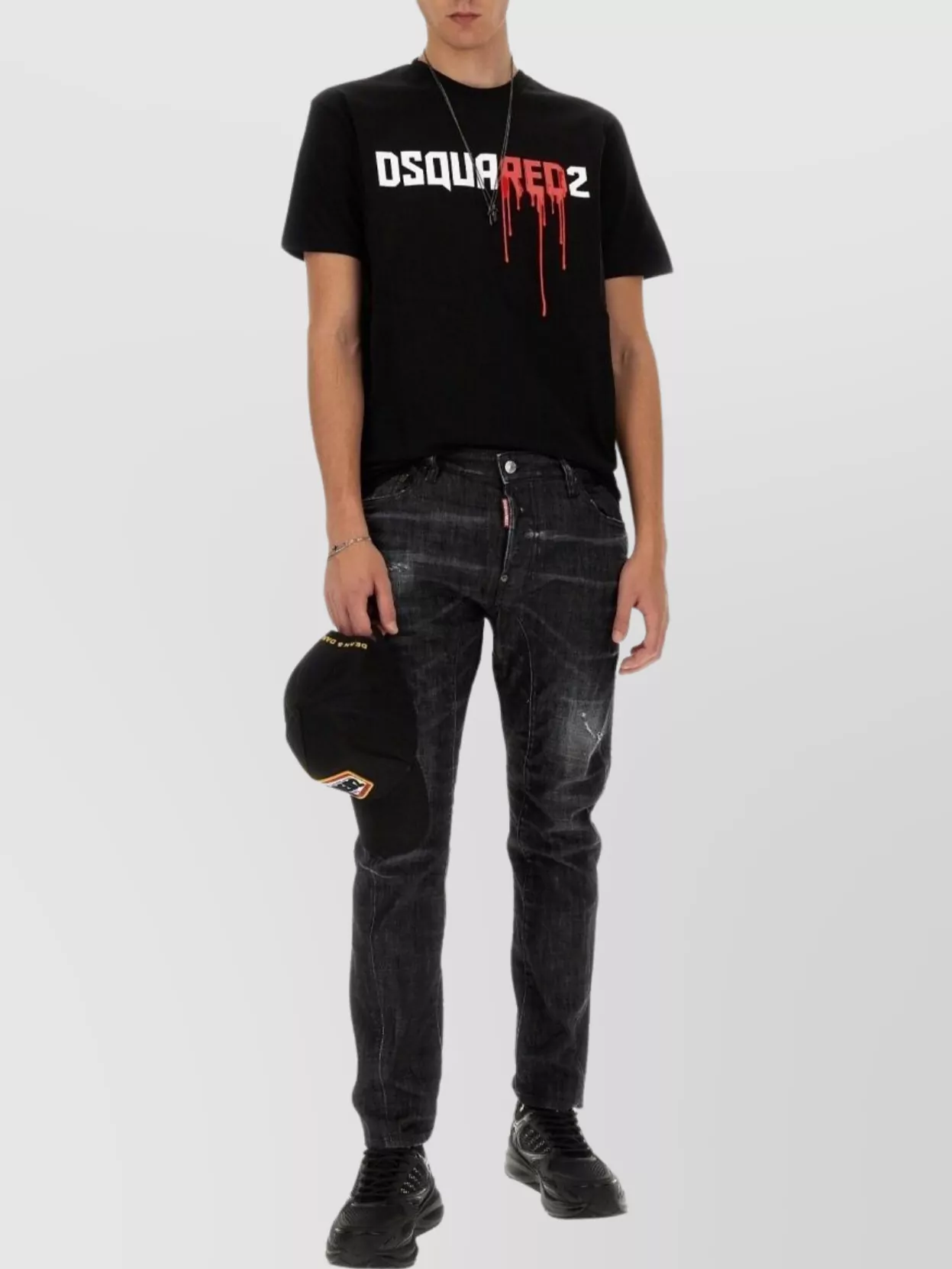 Dsquared2 Easy Black Wash Tidy Biker Black Stretch Cotton Denim Jeans