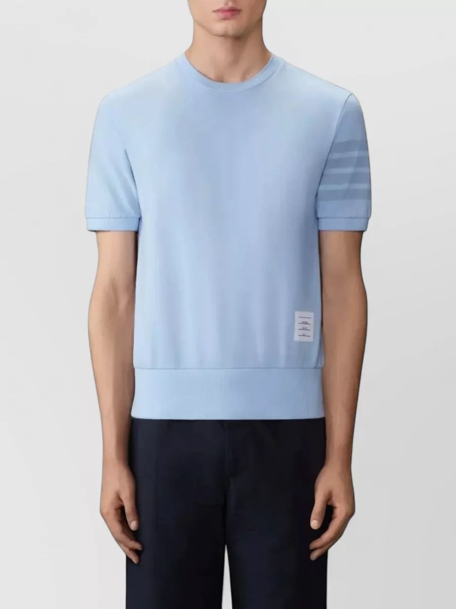 Thom Browne Short Sleeve Jersey T-Shirt Rib Cuff Stripes