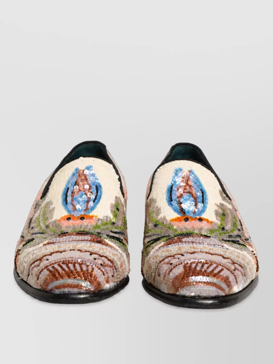 Dolce&Gabbana Sequin Embroidered Slippers