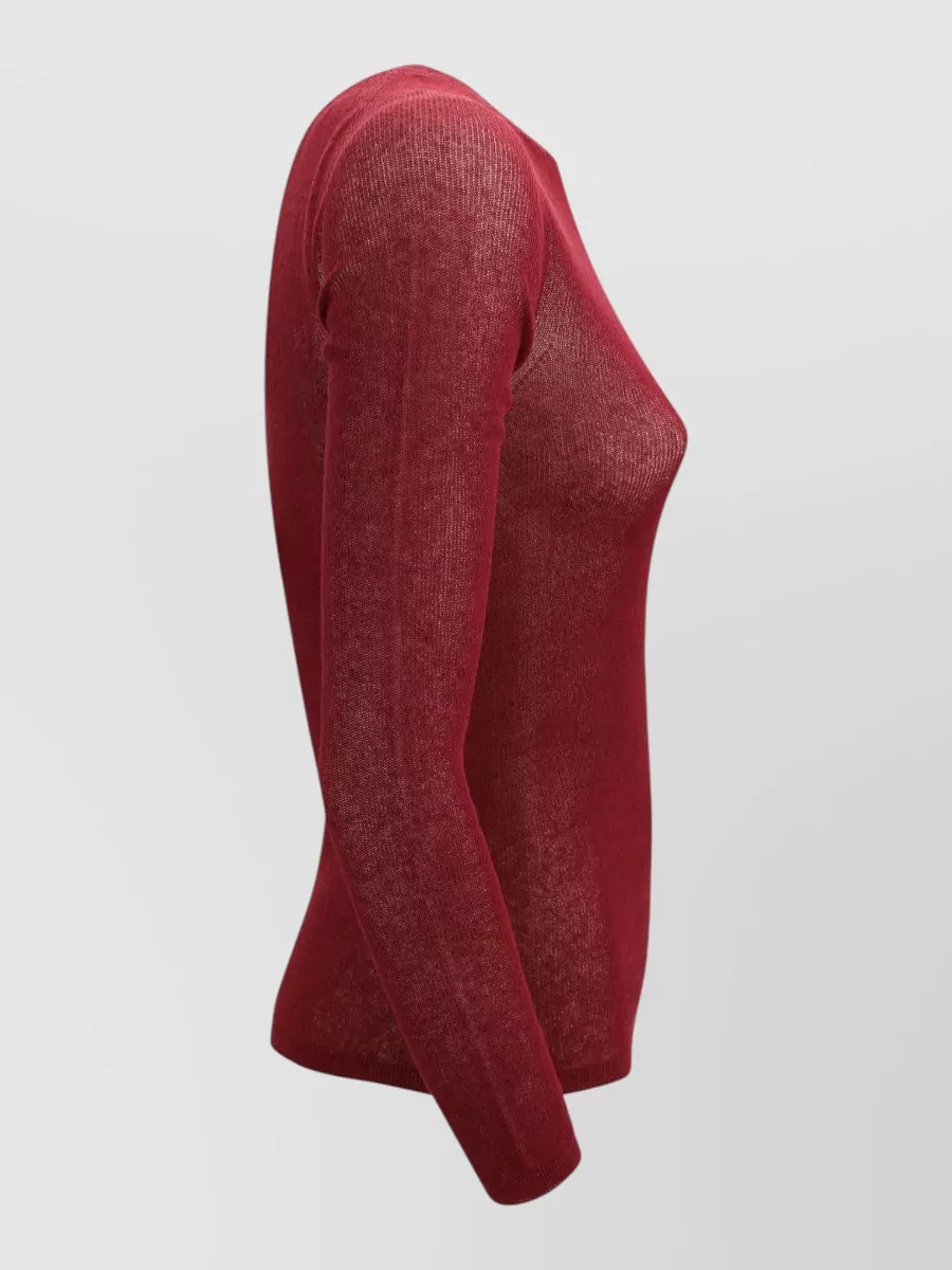 S Max Mara Popcorn-Knit Fitted Boat Neck Long-Sleeve Sweater