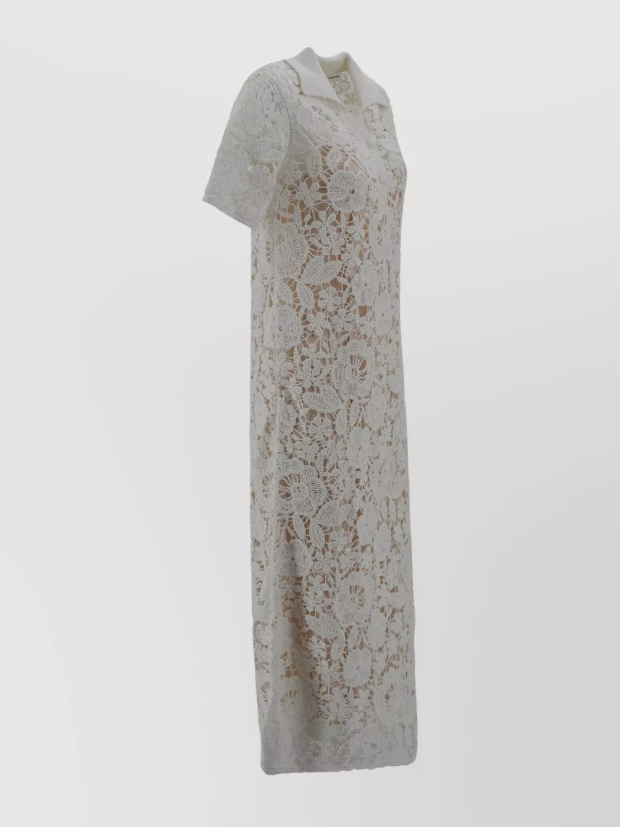 Parosh Floral Lace Short Sleeve Dress