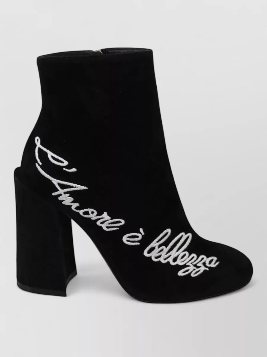 Dolce&Gabbana Suede Embroidered Ankle Boots