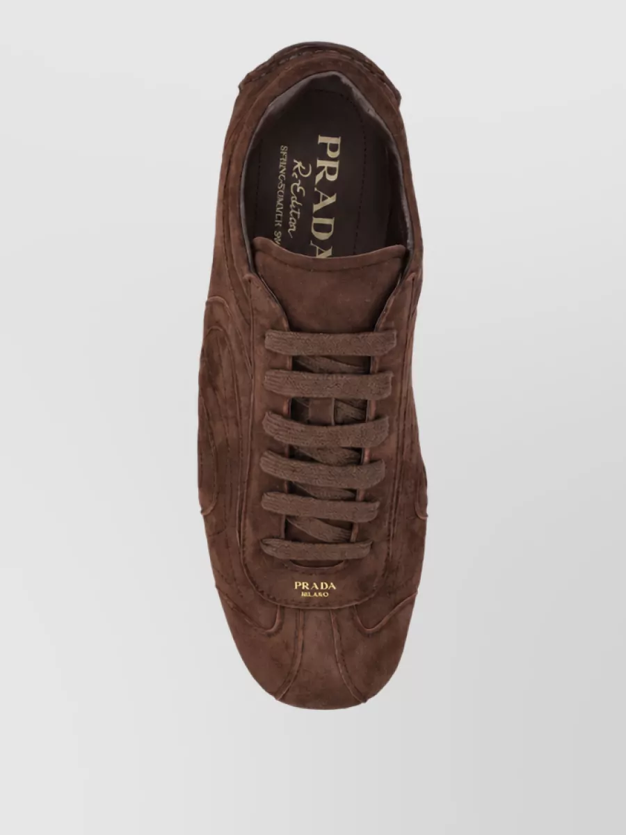 Prada Lamb Leather Low Top Sneakers