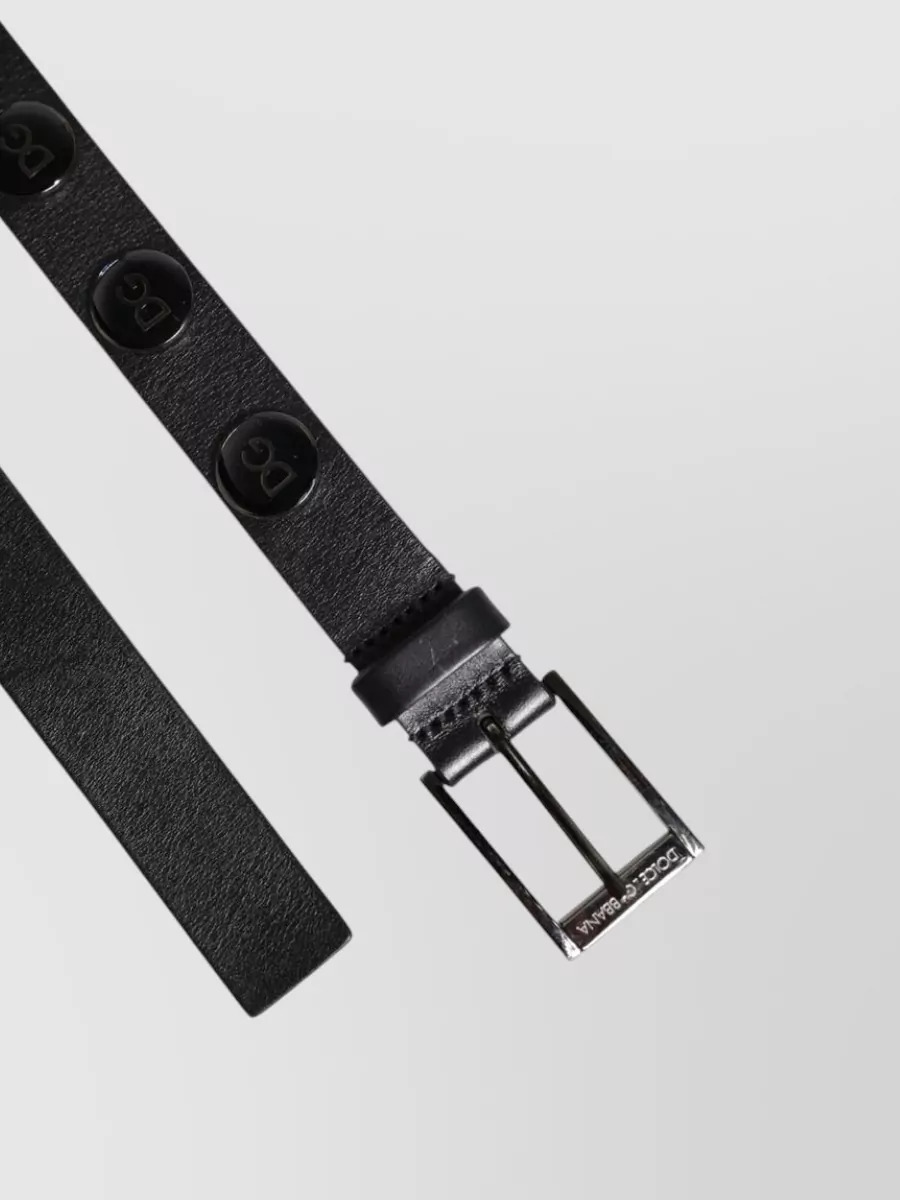 Dolce&Gabbana Leather Studded Buckle Belt