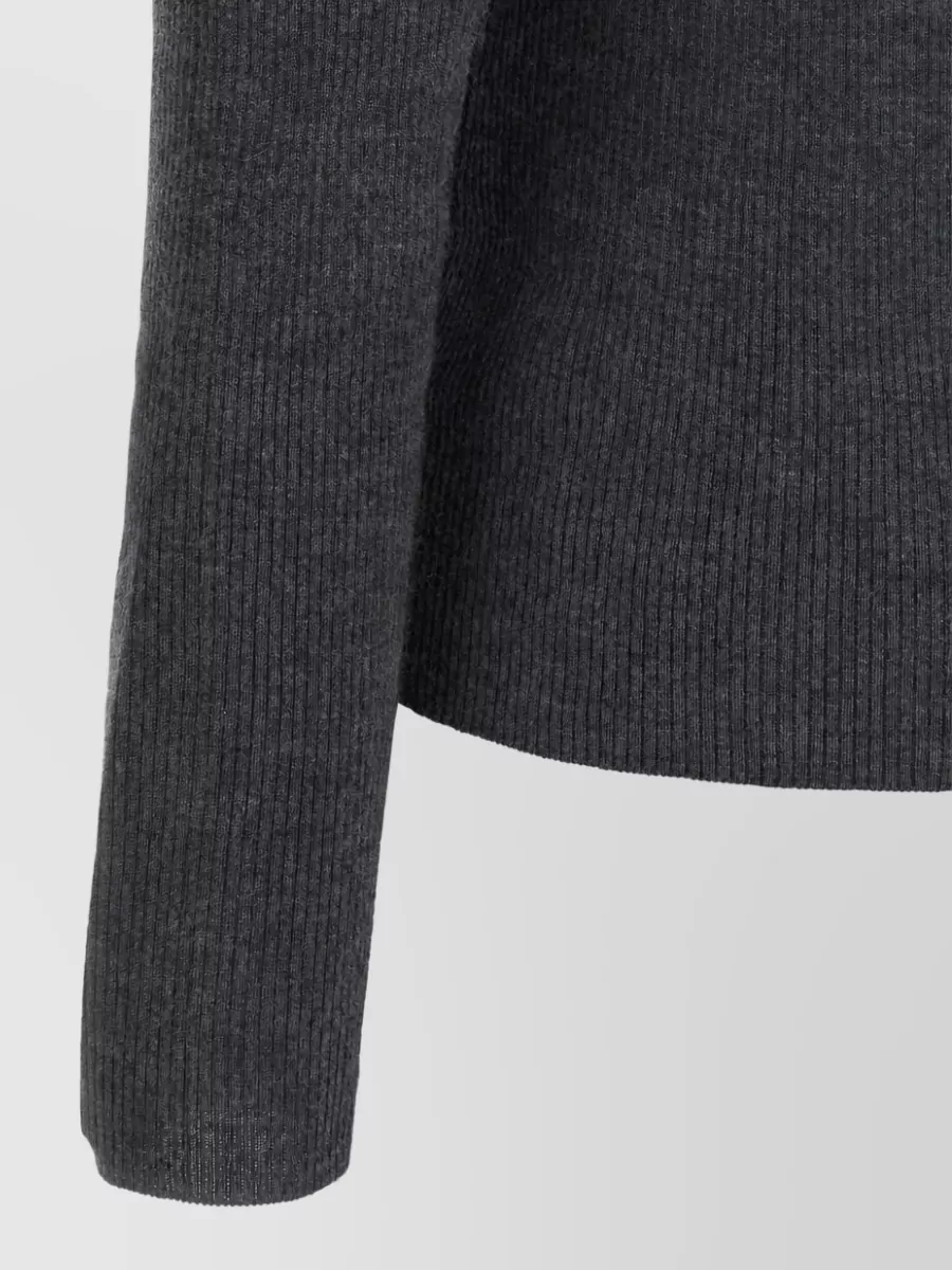 Max Mara Cashmere Ribbed Slim-Fit V-Neck Long-Sleeve Polo Jumper