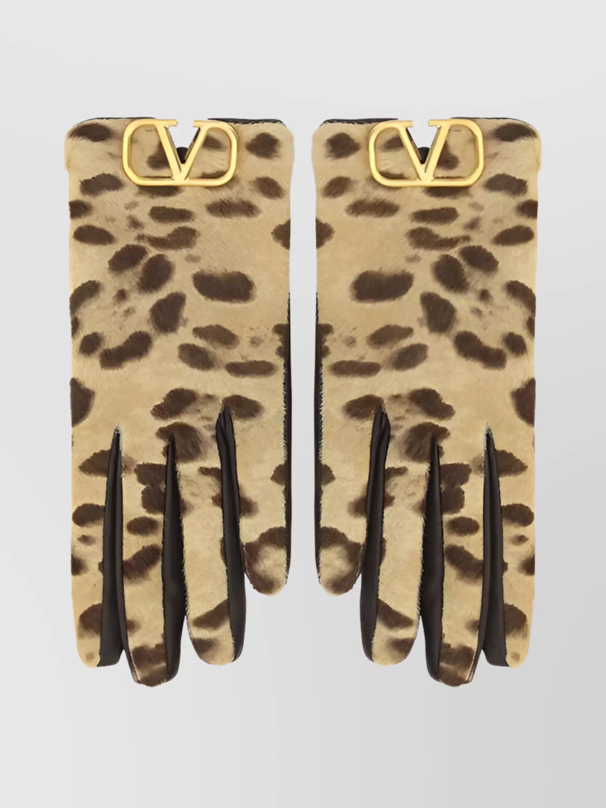 Shop Valentino Animal Print Calfskin Gloves With Contrast Trim