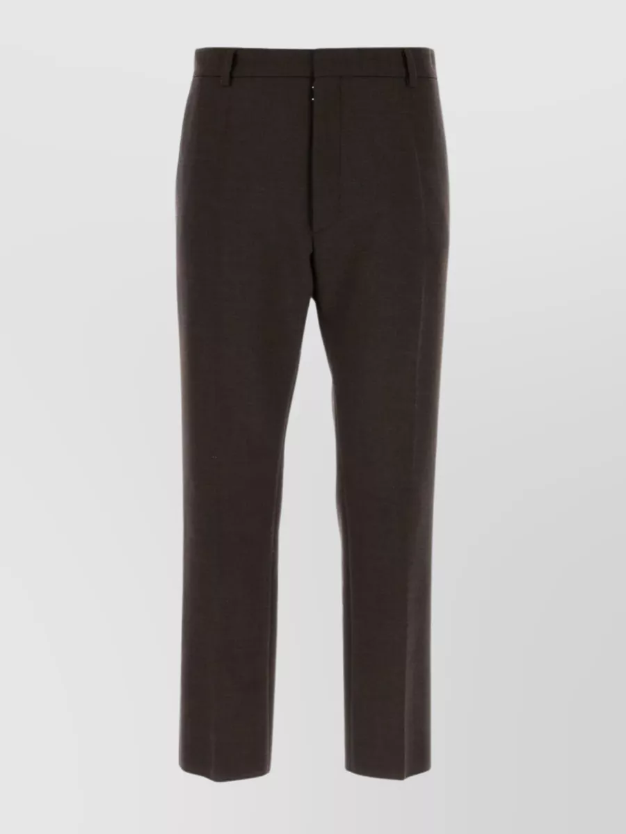 Shop Mm6 Maison Margiela Streamlined Pleated Stretch Pant In Brown