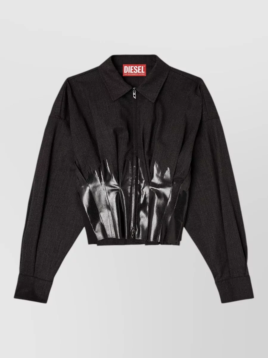 Diesel Ribbed virgin wool blend fitted jacket