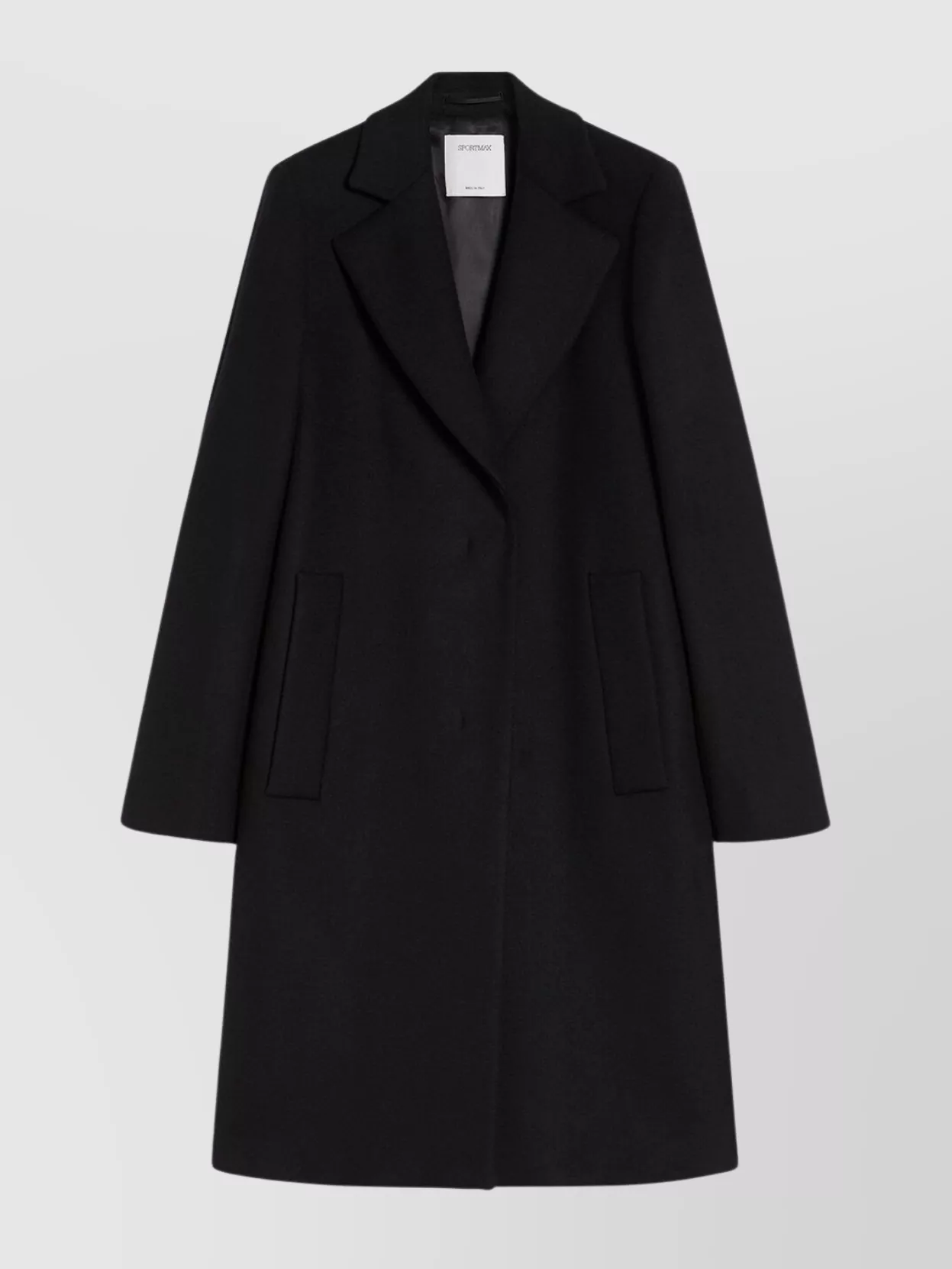 Sportmax Long Double Lined Coat Pockets In Black