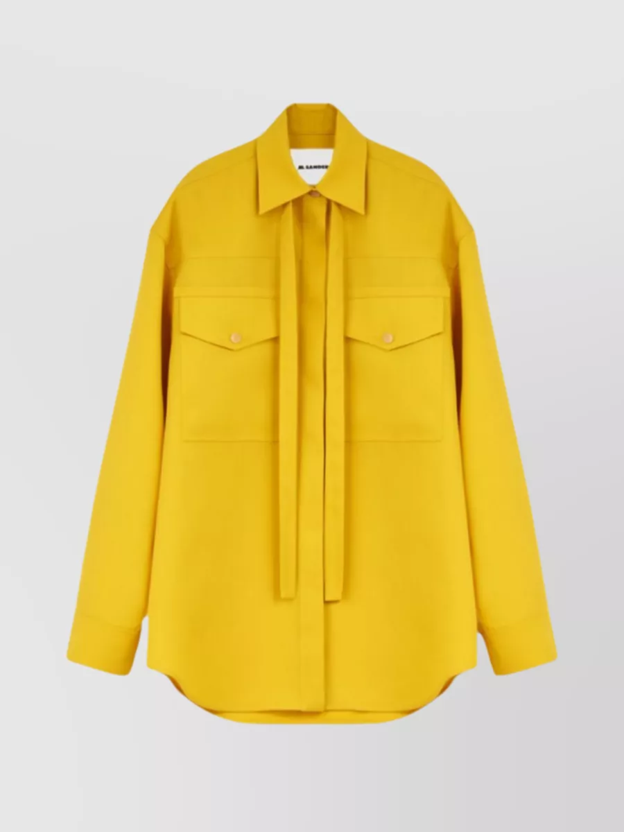Shop Jil Sander Soft Wool Pussybow Blouse In Yellow