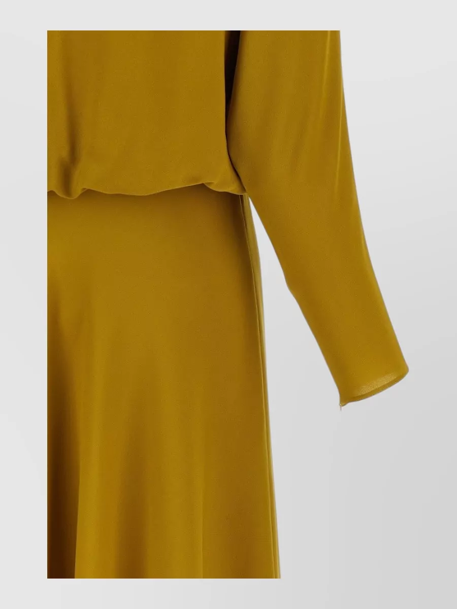 Valentino Garavani Silk Georgette High-Neck Bat-Sleeve Flared Midi Dress