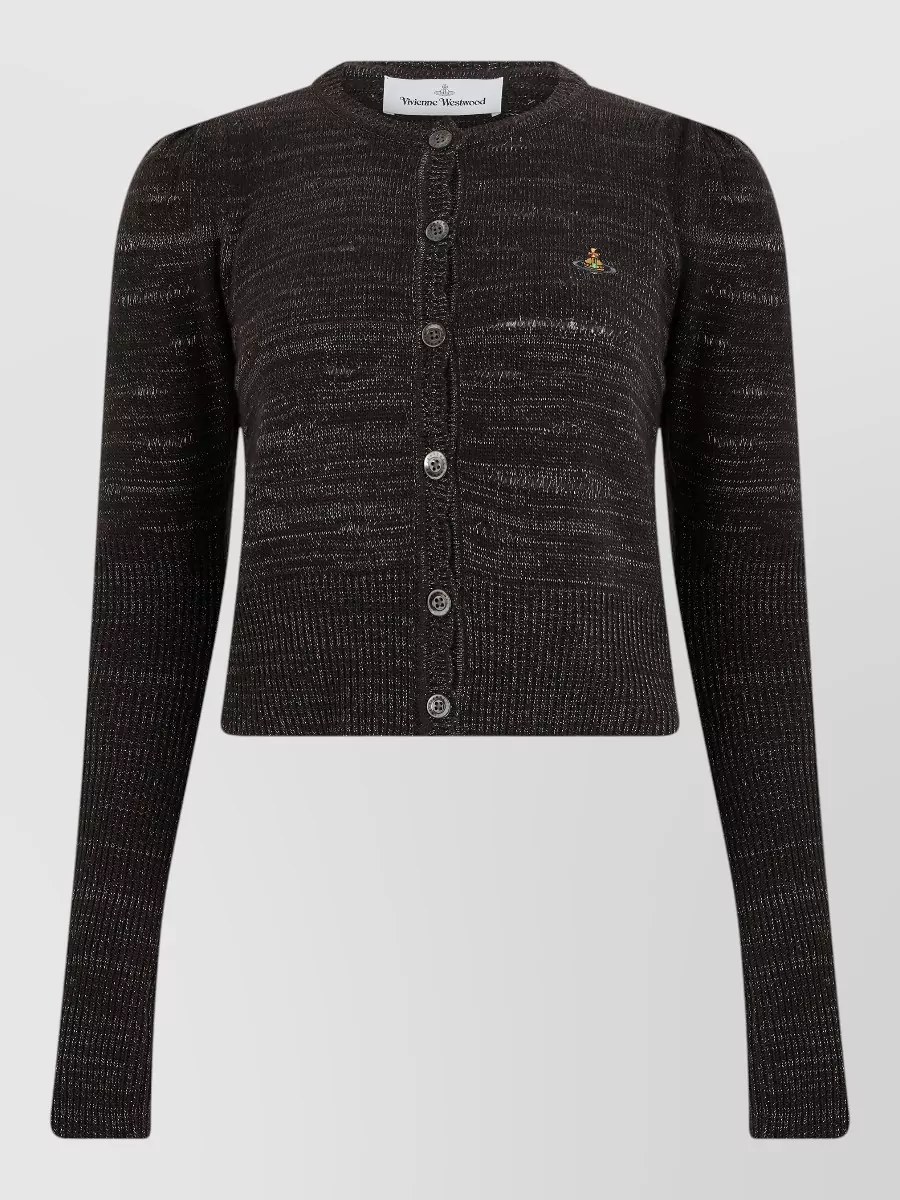 Vivienne Westwood metallic knit logo embroidered cardigan