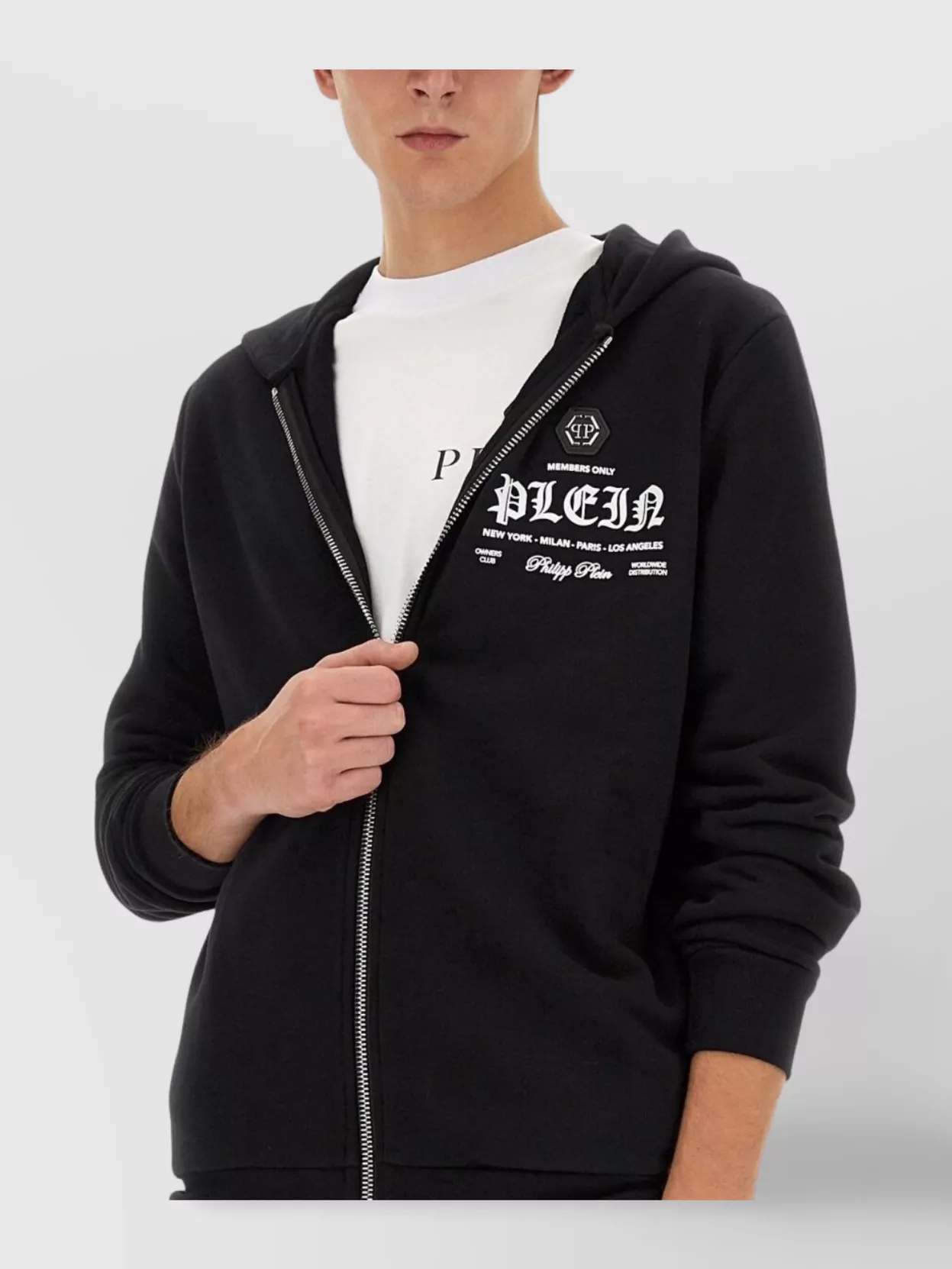 Philipp Plein Hooded Logo Sweatshirt Ribbed Cuffs