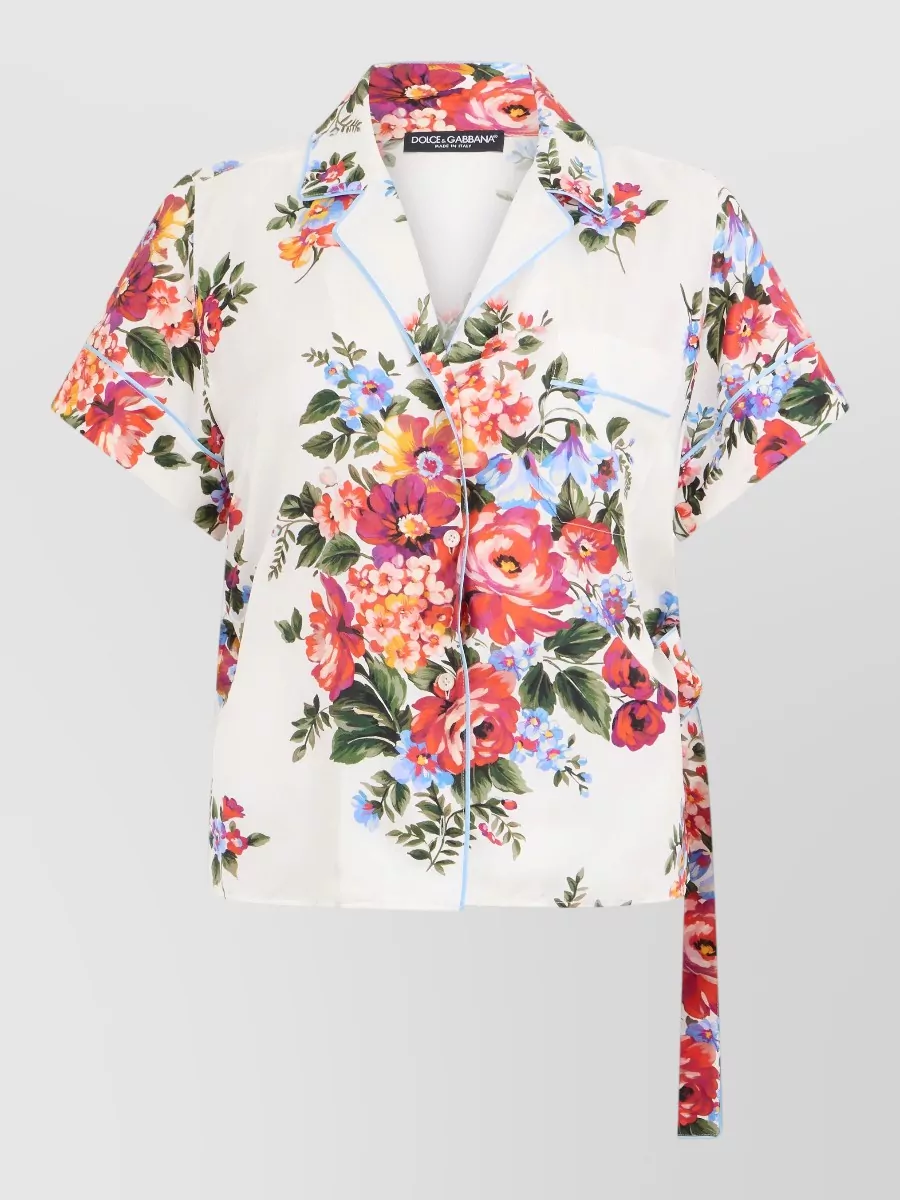 Dolce&Gabbana Silk floral-print knotted short-sleeve shirt