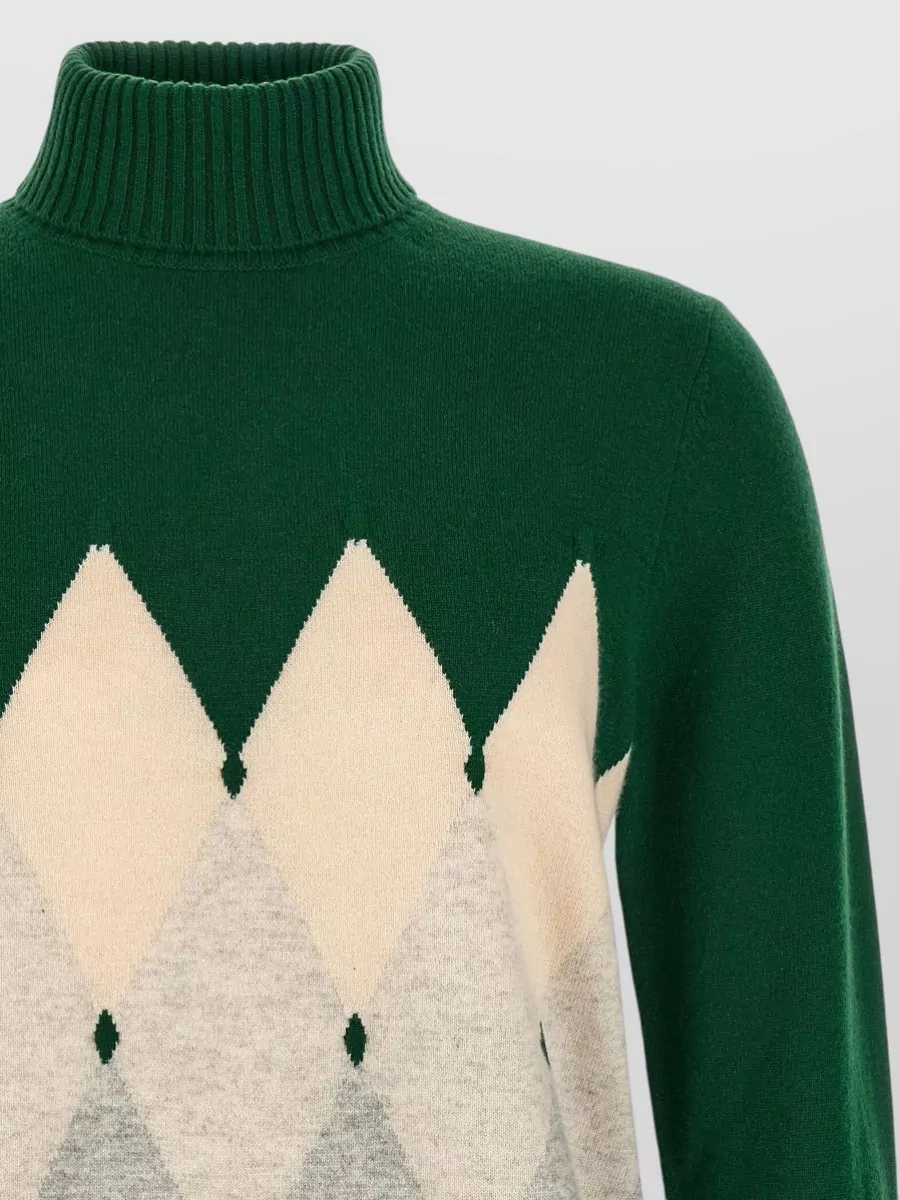 Ballantyne Cashmere Diamond Intarsia Turtleneck Sweater