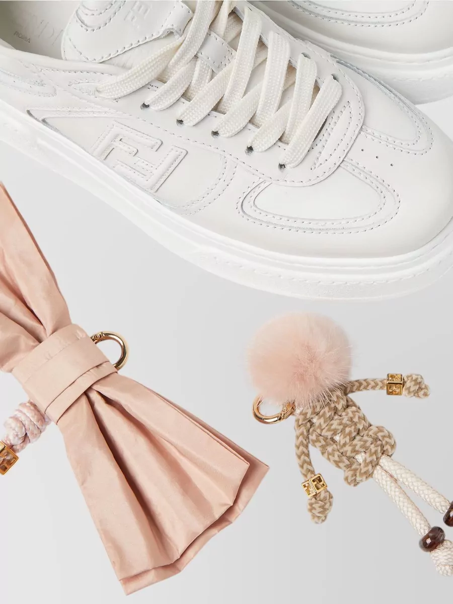 Fendi Platform Sole Sneakers Round Toe Embellished Design