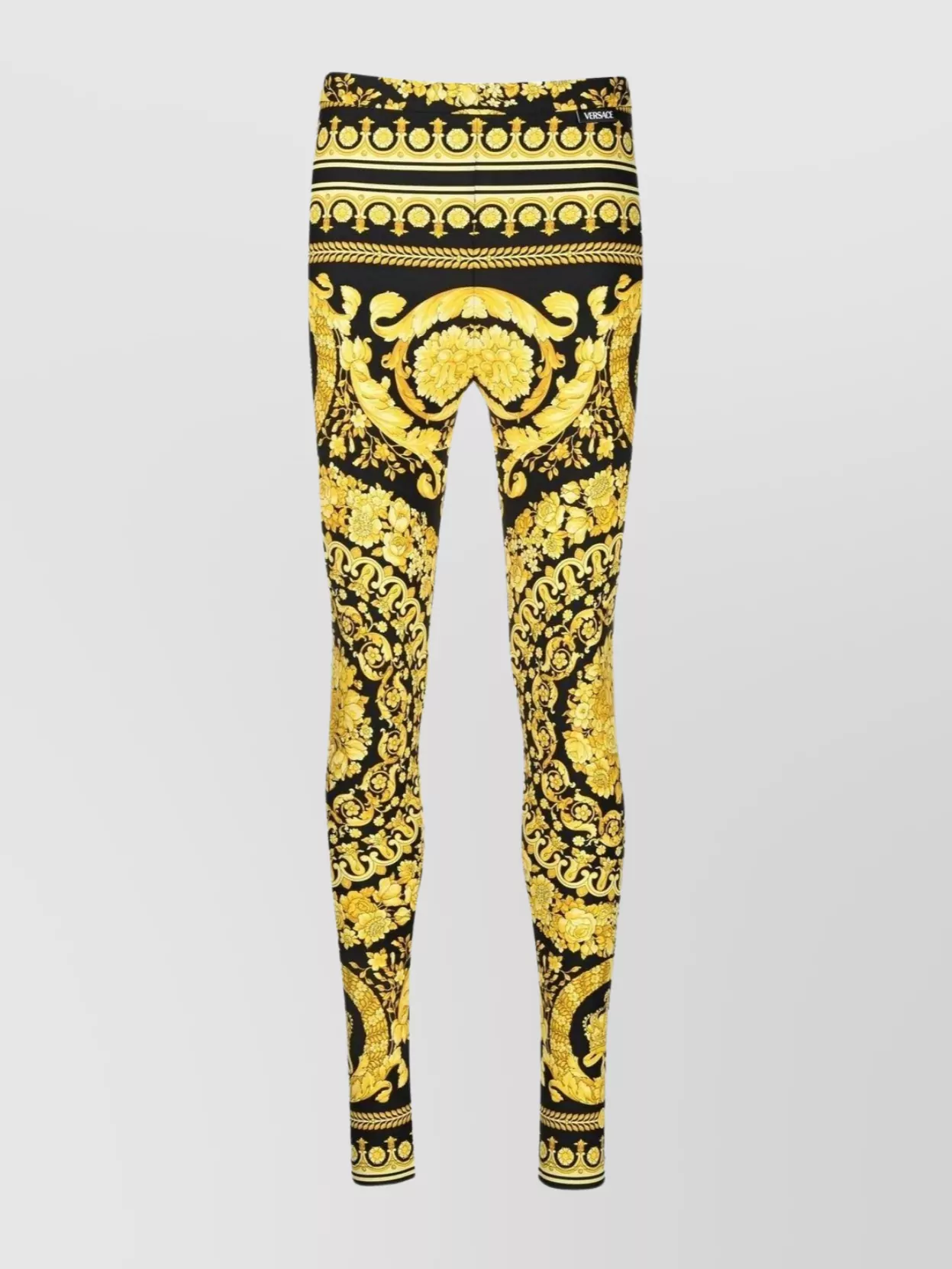 Shop Versace Stretch Fit Barocco Print Leggings In Brown