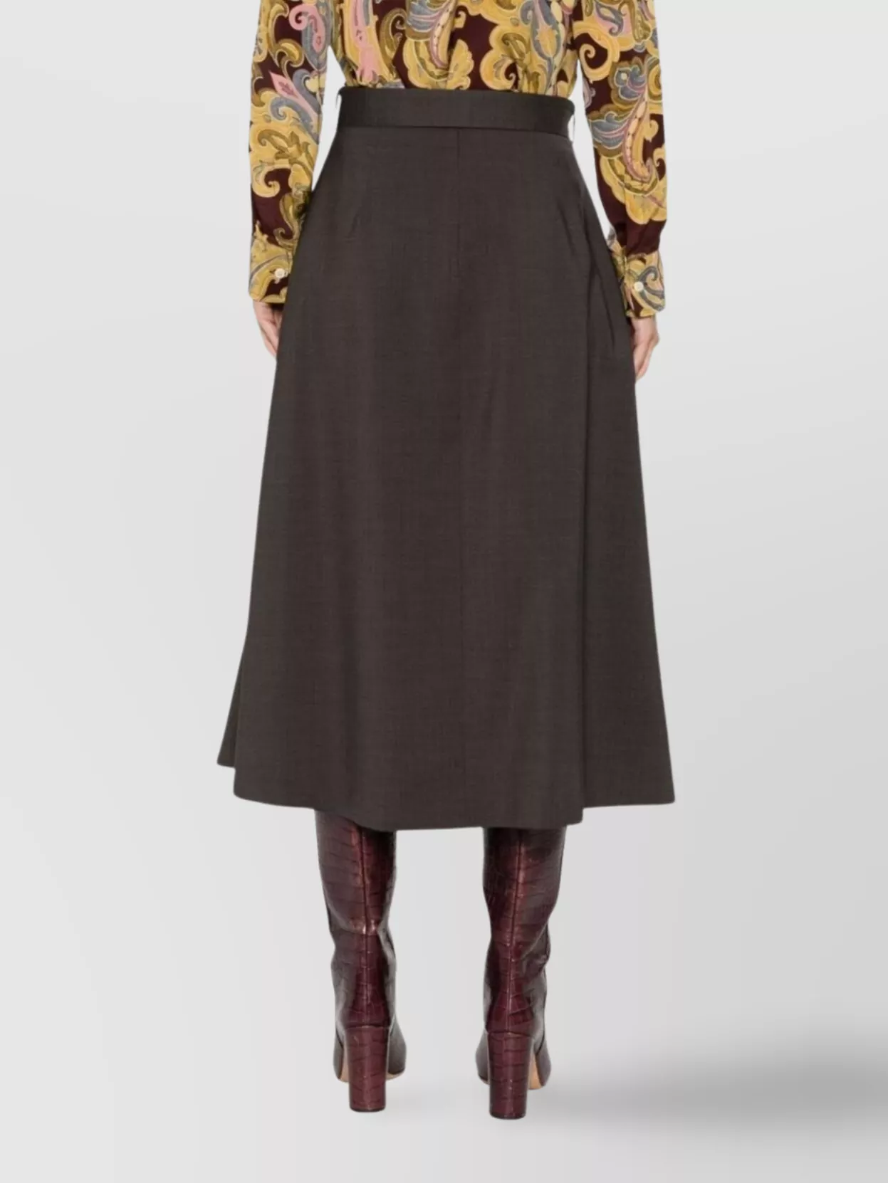 Parosh Midi A-Line Skirt Belted Waist