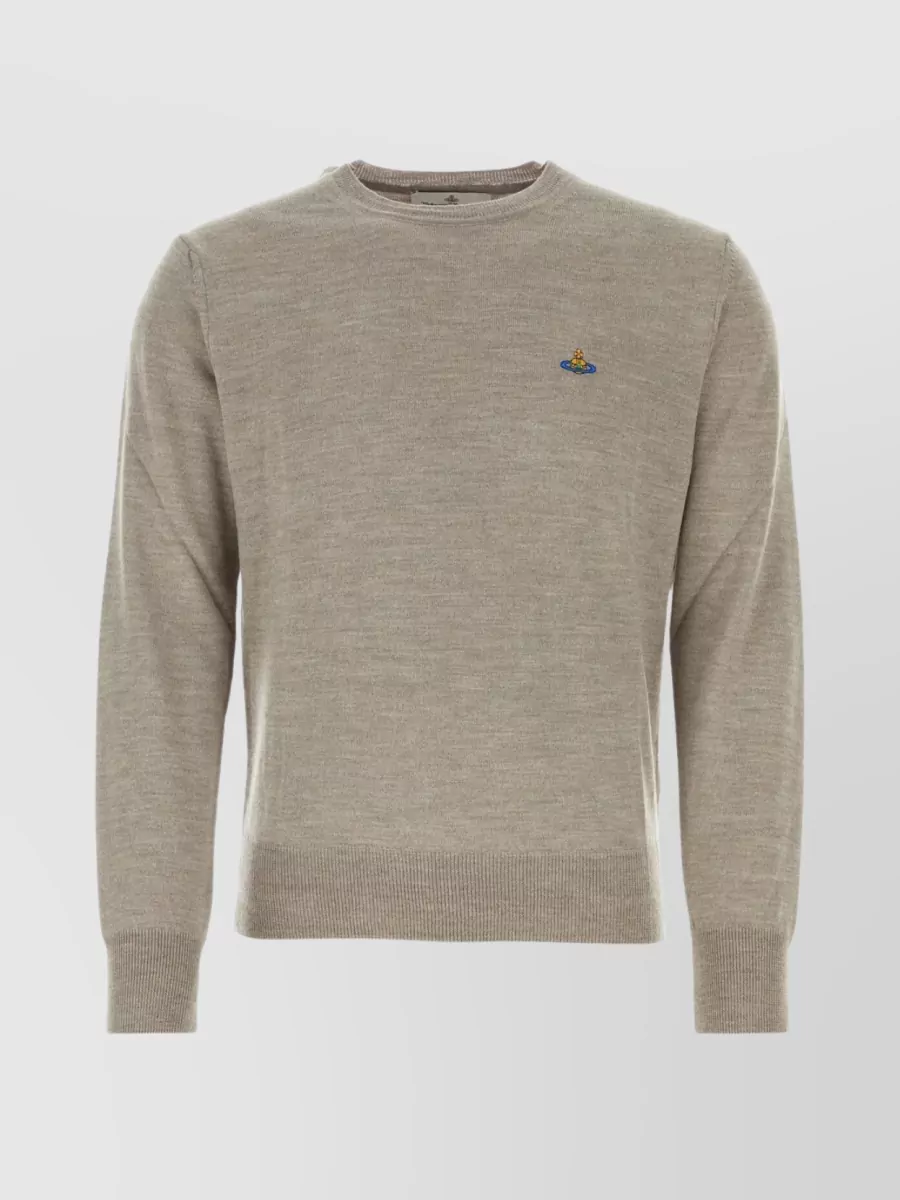 Shop Vivienne Westwood Wool Crew-neck Sweater In Dove Grey In Beige