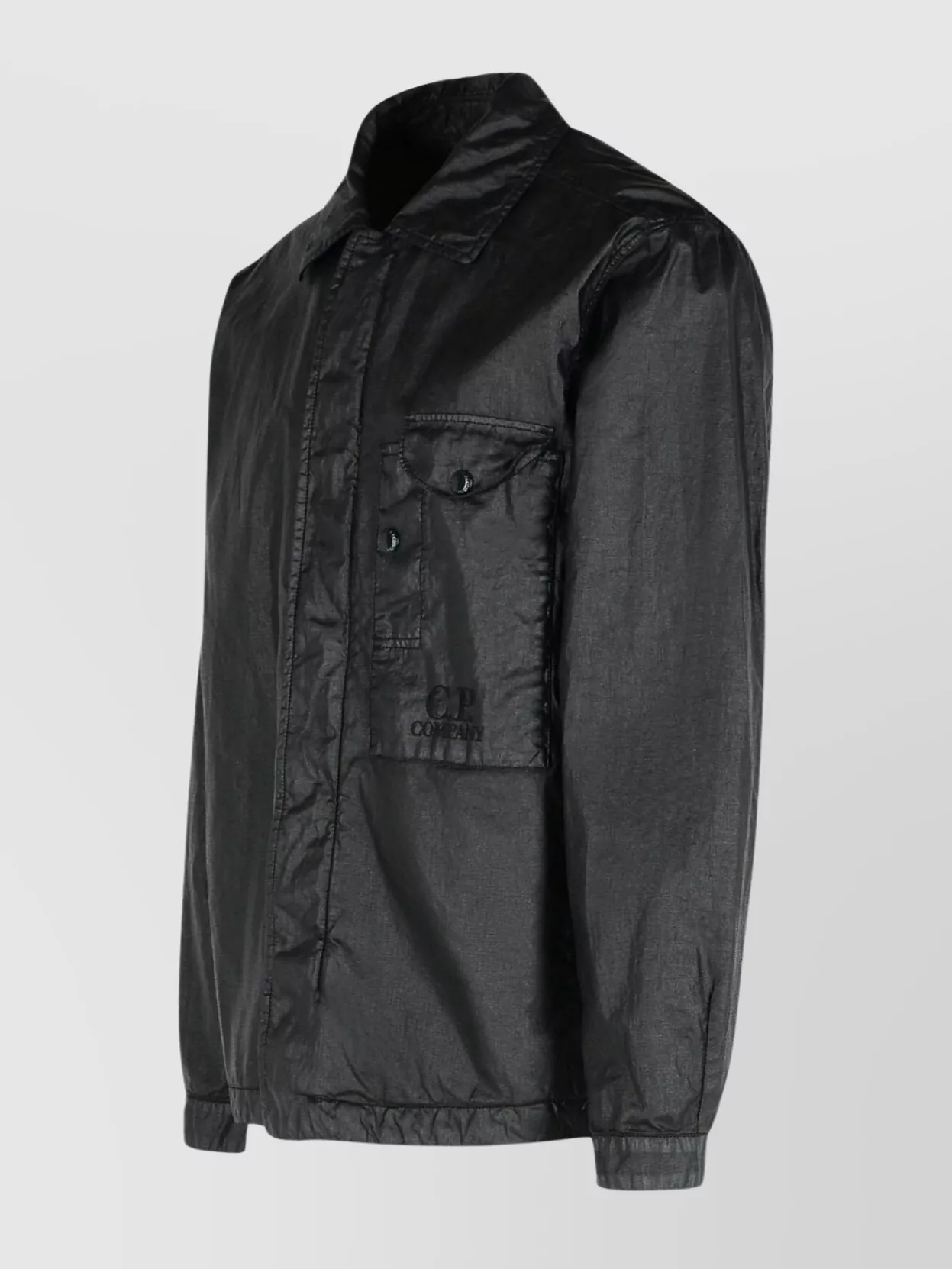 C.p. Company Linen Shirt With Chest Pocket And Collar