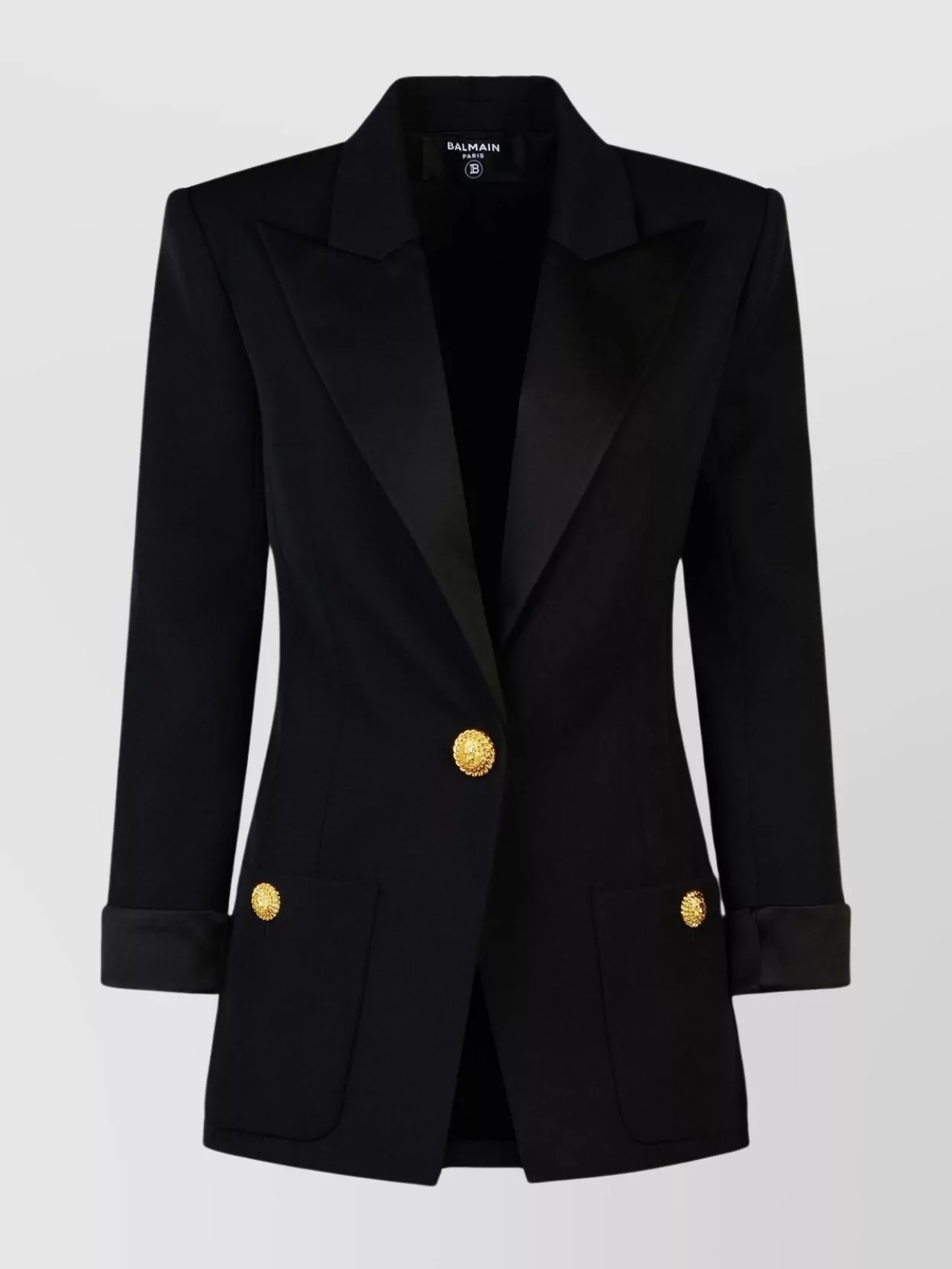 Balmain Tailored Wool Blazer With Structured Shoulders In Black