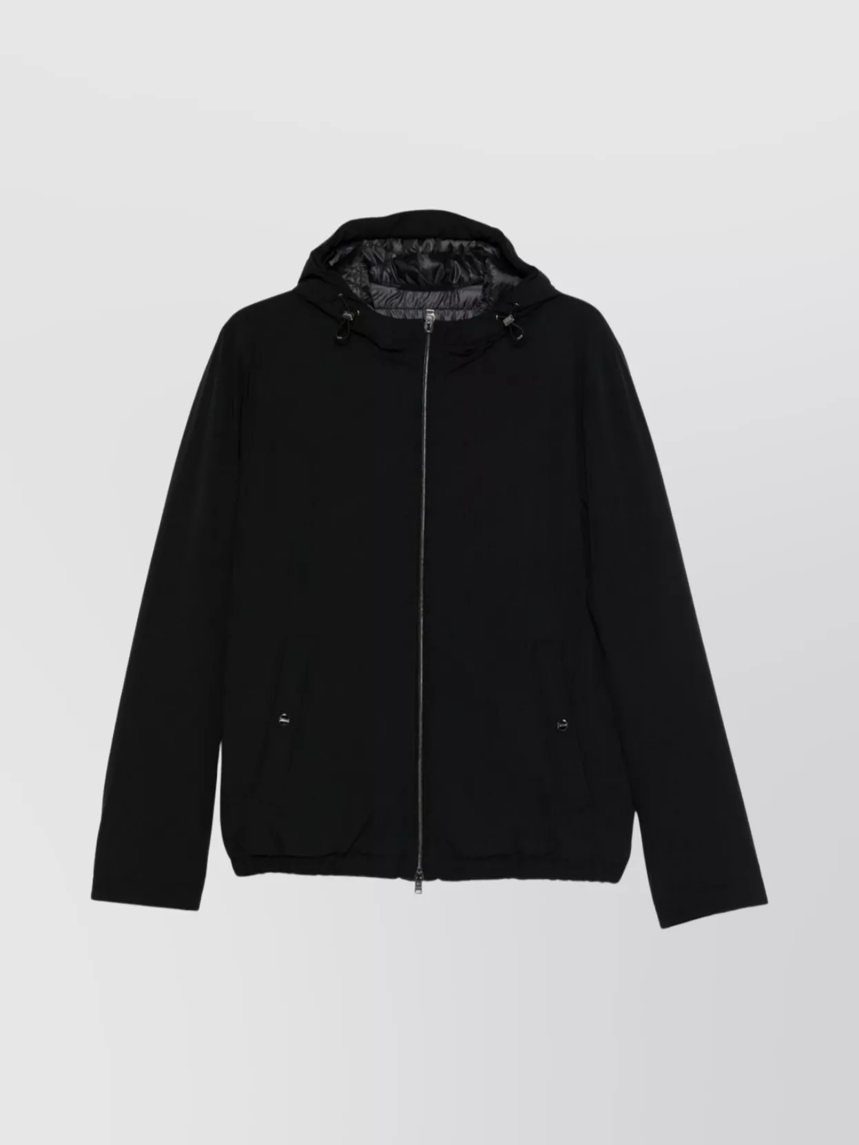 Herno Hooded Long Sleeve Jacket With Elasticated Hem In Black