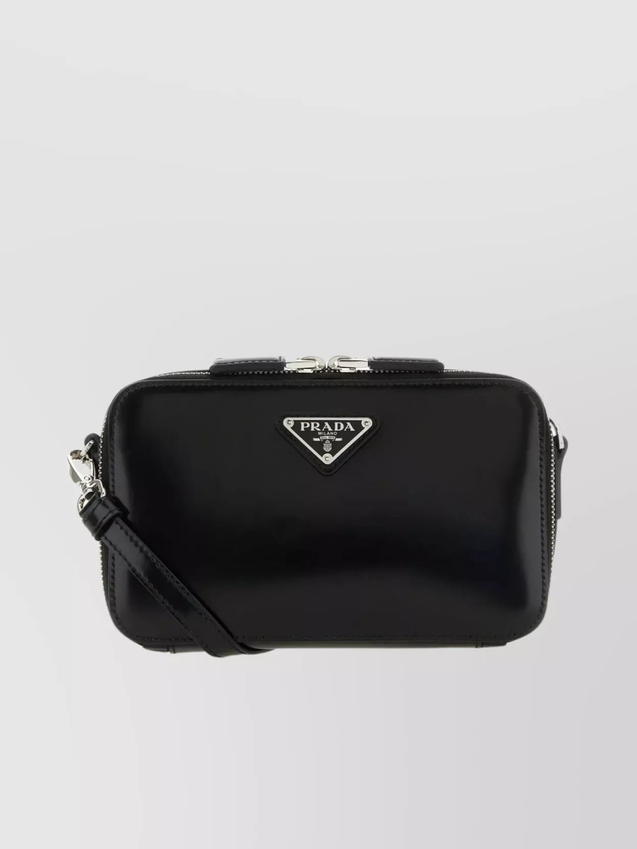 Shop Prada Smooth Leather Crossbody Bag In Black