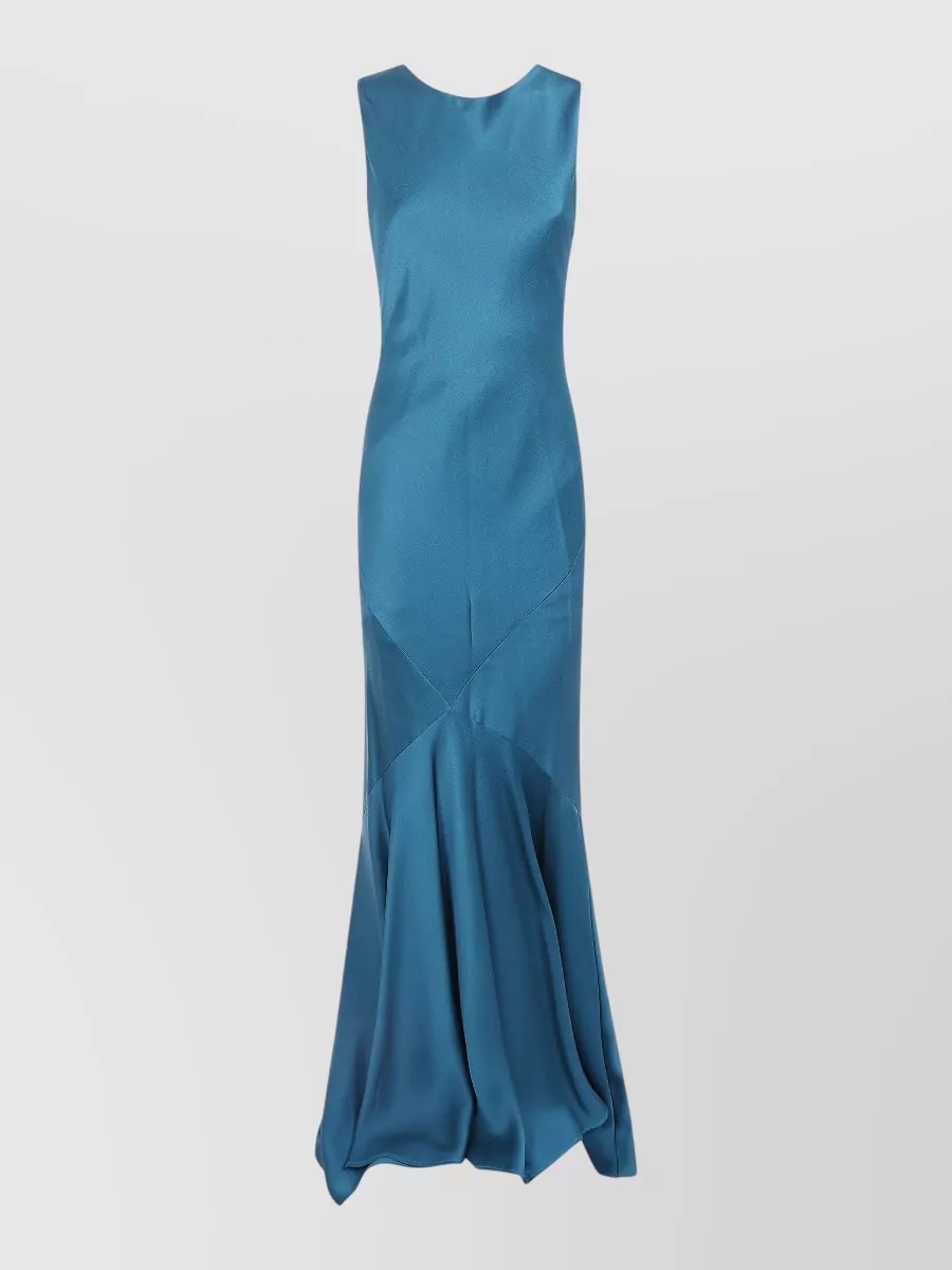 S Max Mara M Serum V Neck Long Dress In Blue
