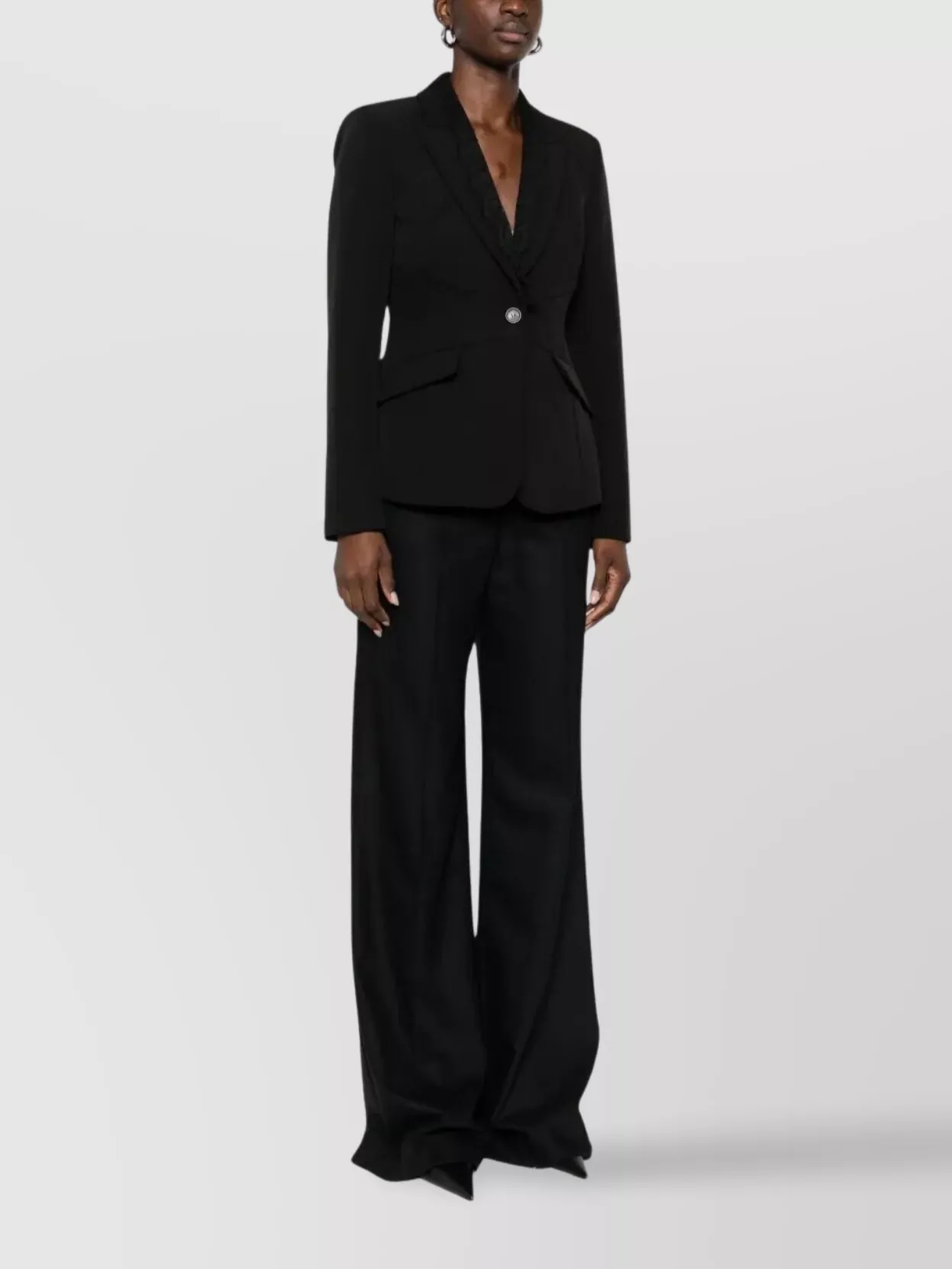 Ermanno Firenze Lace Trim Long Sleeve Notched Lapel Jacket