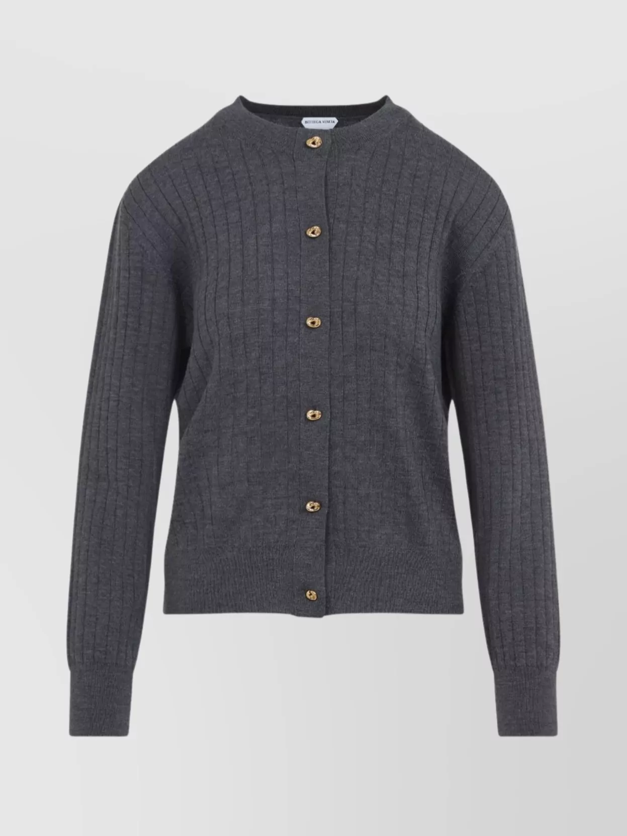 Bottega Veneta Ribbed Wool Cardigan Dropped Shoulders