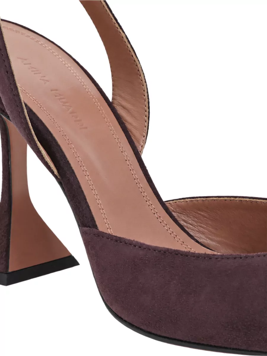 Amina Muaddi Suede Leather Slingback Pumps