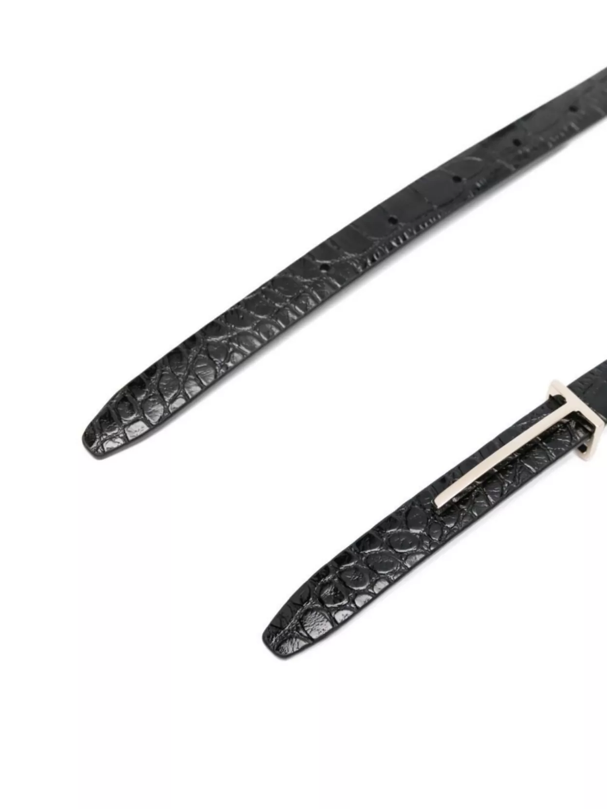 Tom Ford Crocodile Texture Adjustable Leather Strap In Black