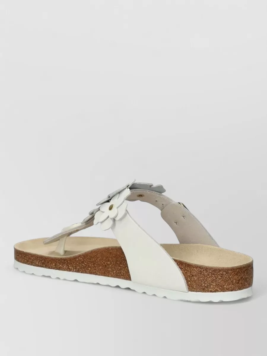 Birkenstock Leather Floral Appliqué Thong Sandals